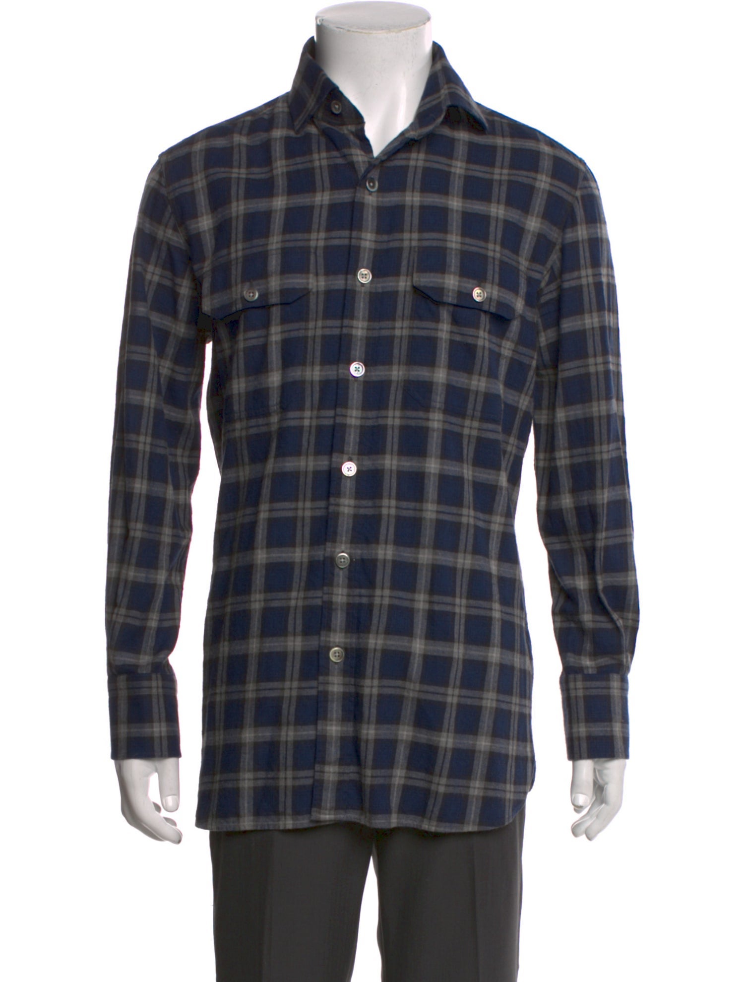Tom Ford Plaid Print Long Sleeve Shirt