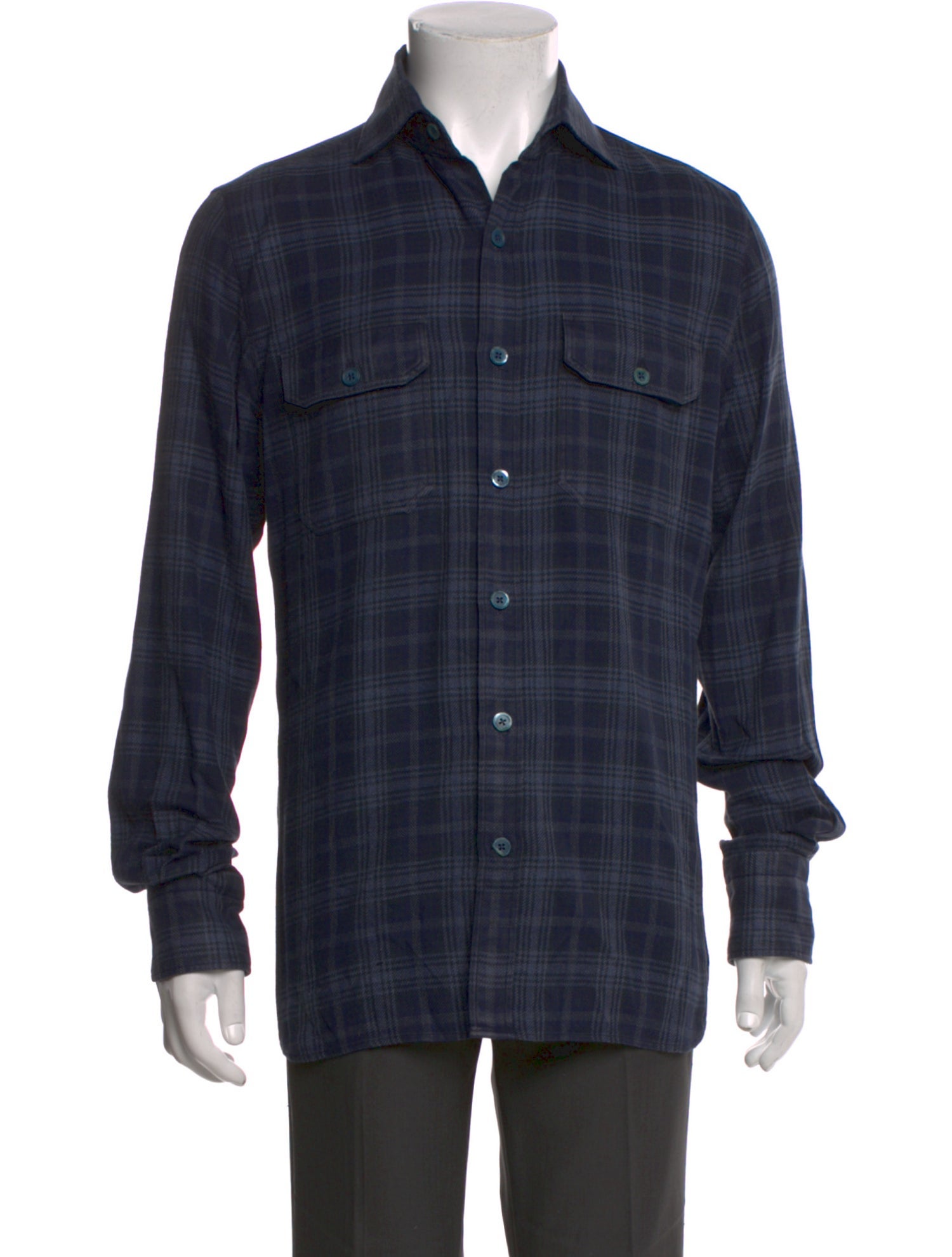 Tom Ford Plaid Print Long Sleeve Shirt