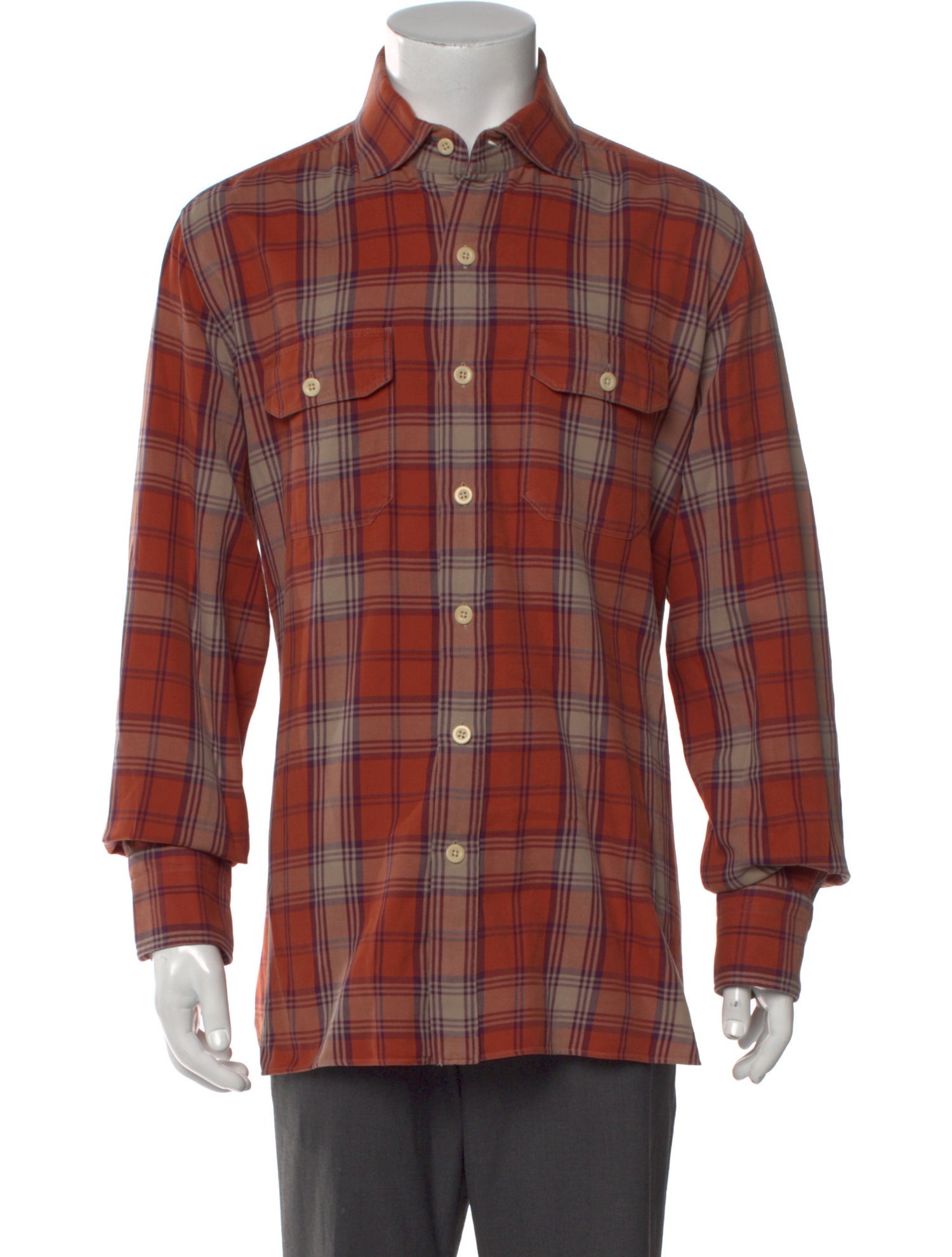 Tom Ford Plaid Print Long Sleeve Shirt