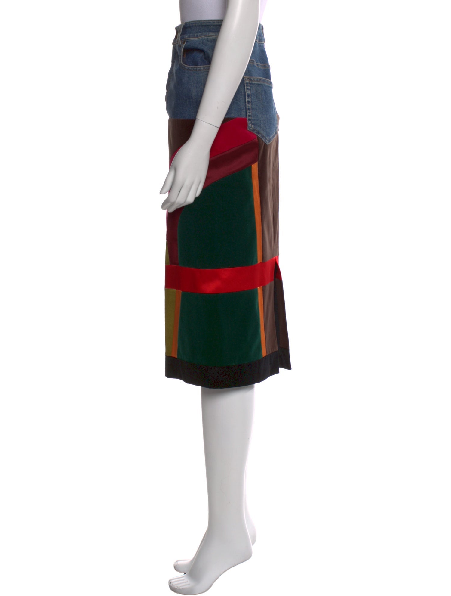 Tom Ford Colorblock Pattern Midi Length Skirt