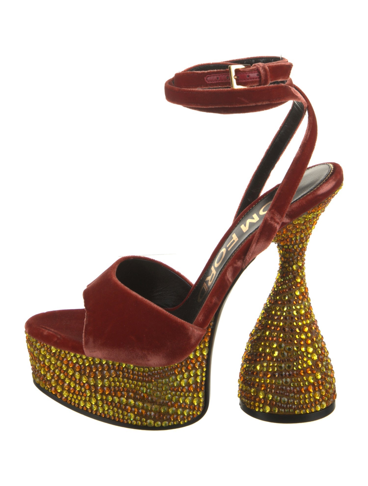Tom Ford Suede Crystal Embellishments Sandals