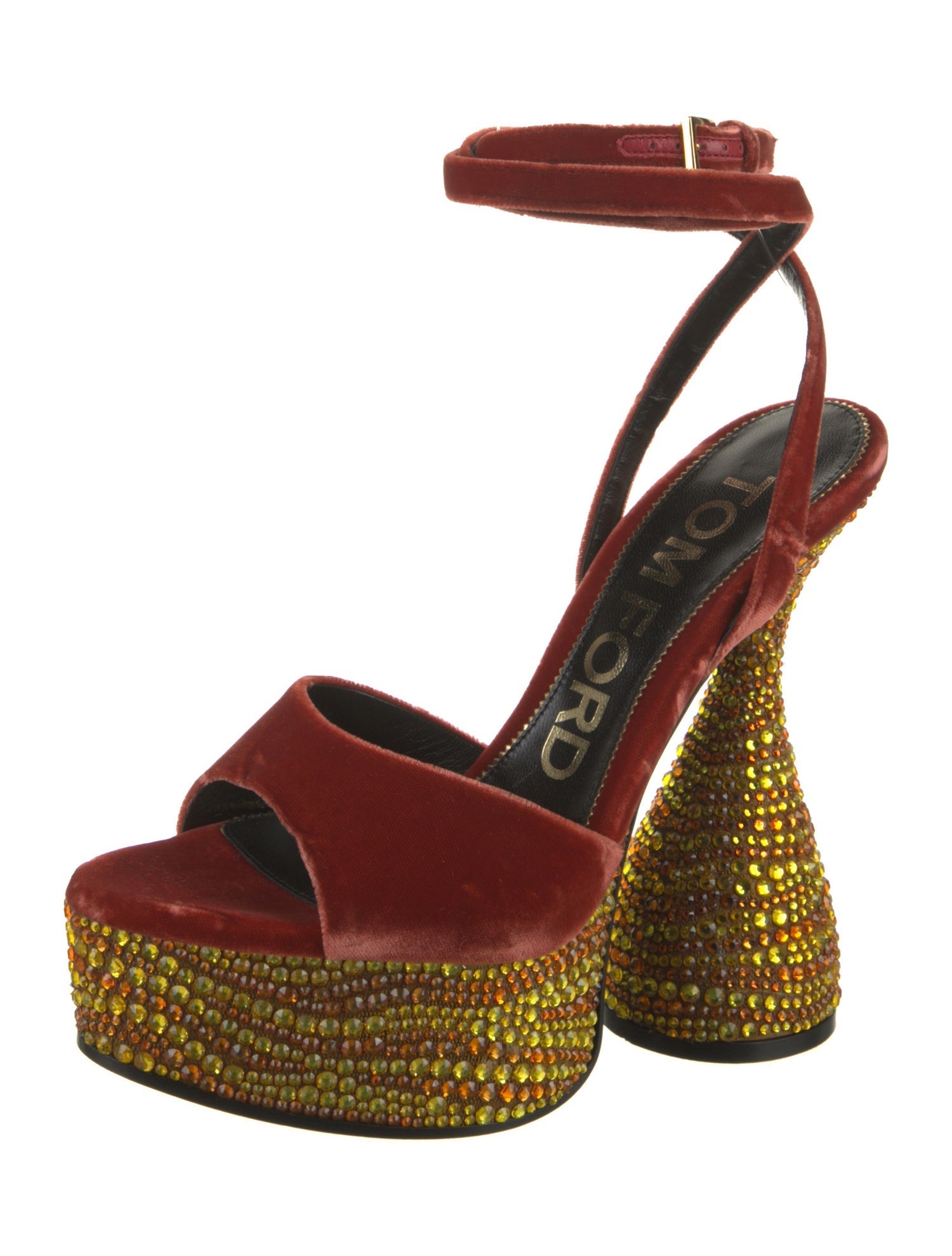 Tom Ford Suede Crystal Embellishments Sandals