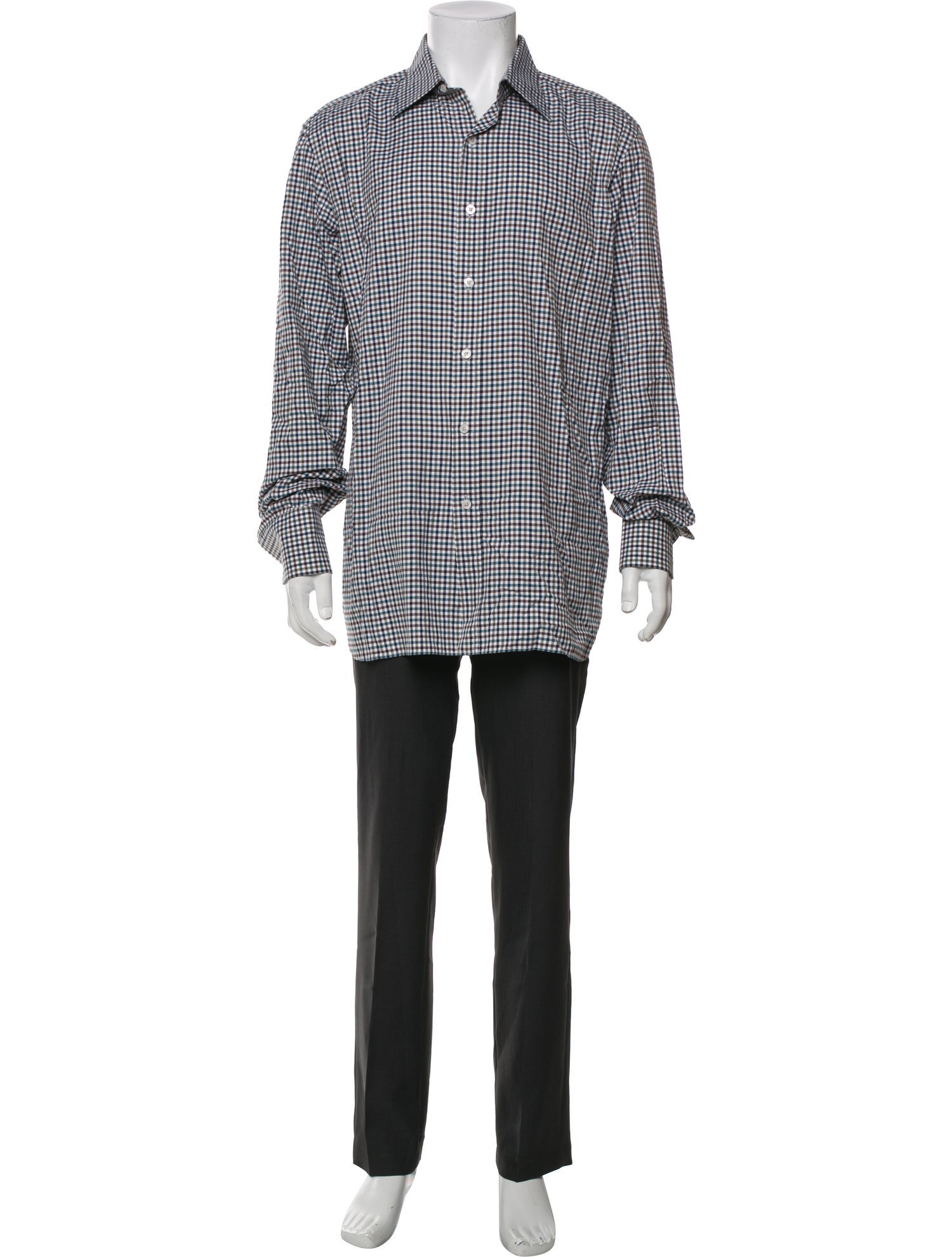 Tom Ford Plaid Print Long Sleeve Shirt