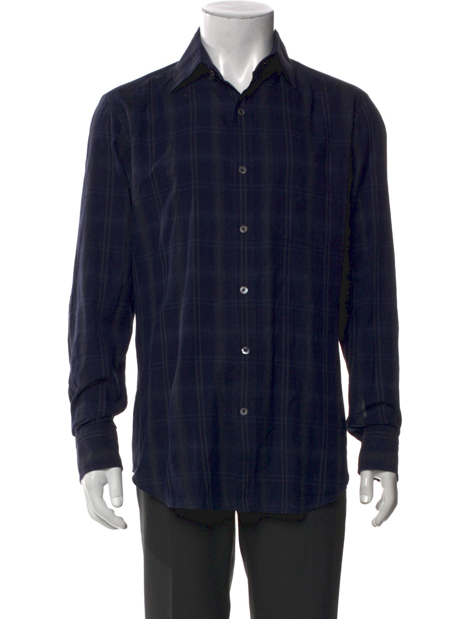 Tom Ford Plaid Print Long Sleeve Shirt
