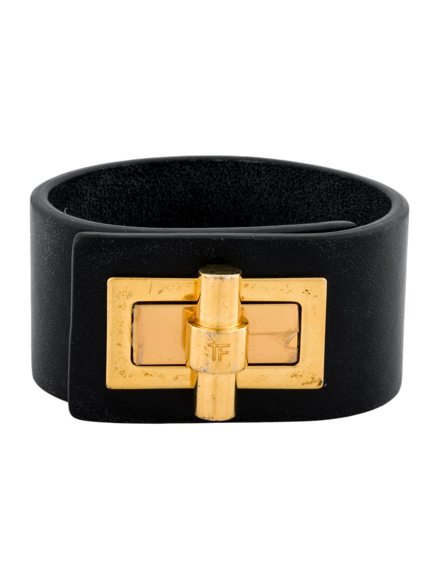 Tom Ford Leather Natalia Turnlock Wrap Bracelet
