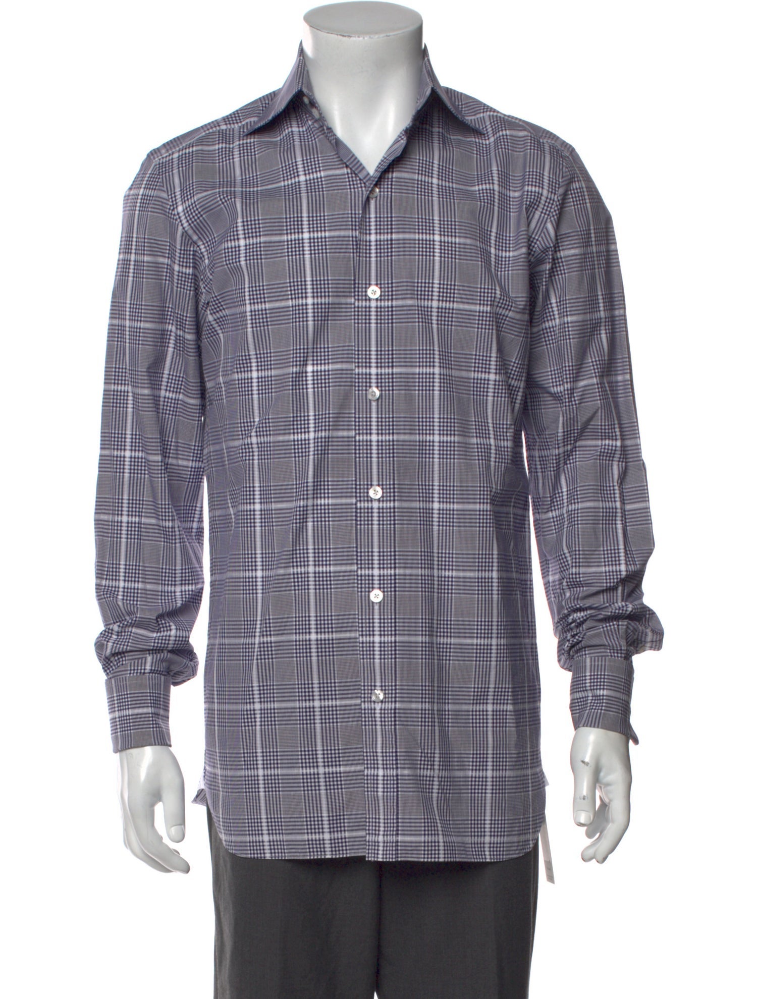 Tom Ford Plaid Print Long Sleeve Dress Shirt
