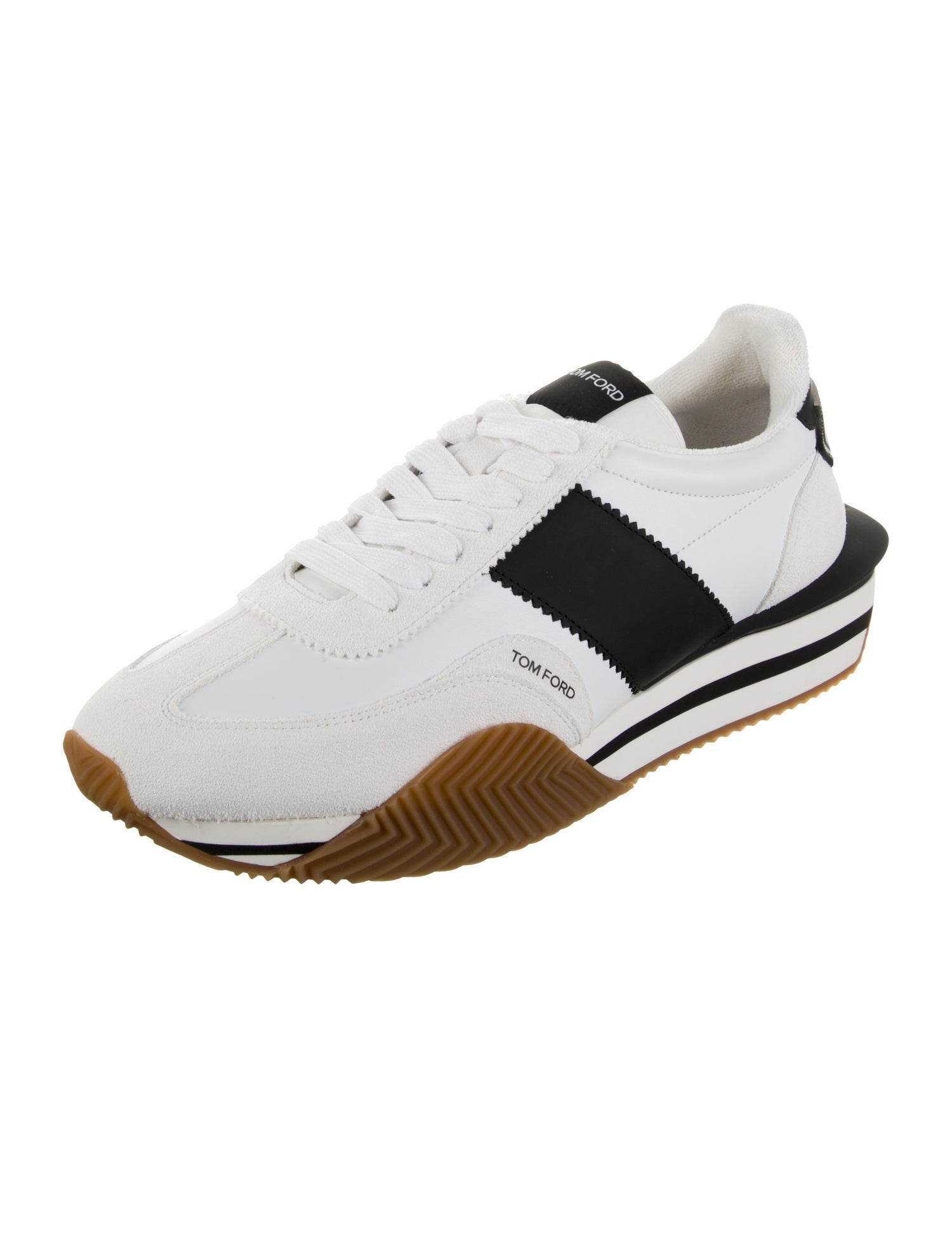Tom Ford Leather Scalloped Accent Athletic Sneakers