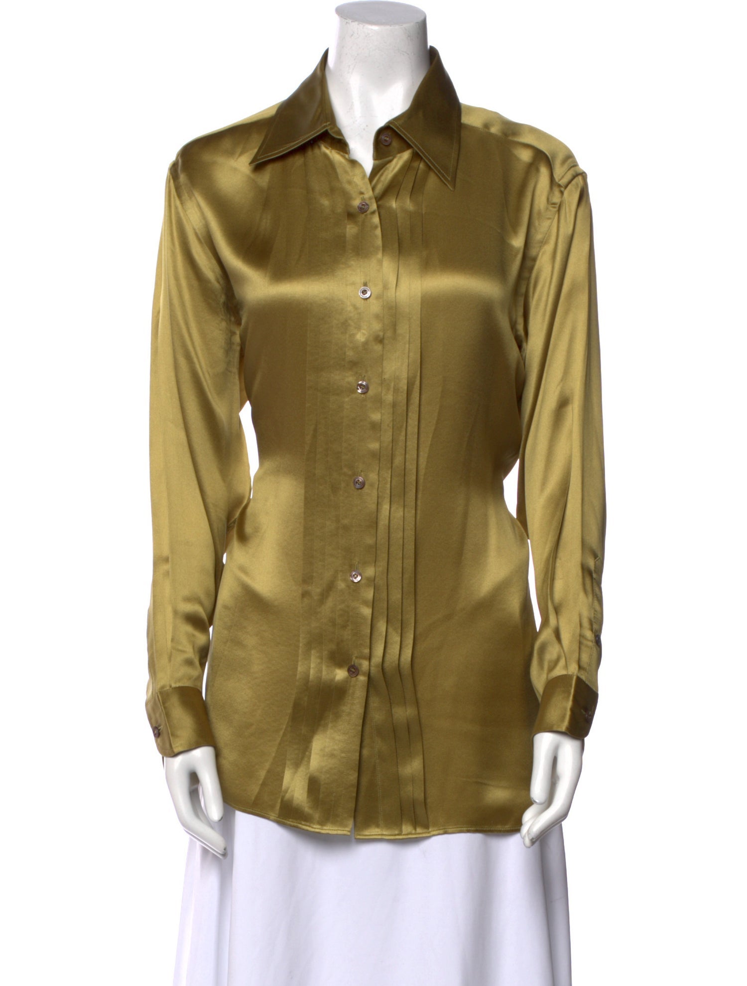 Tom Ford Silk Long Sleeve Button-Up Top