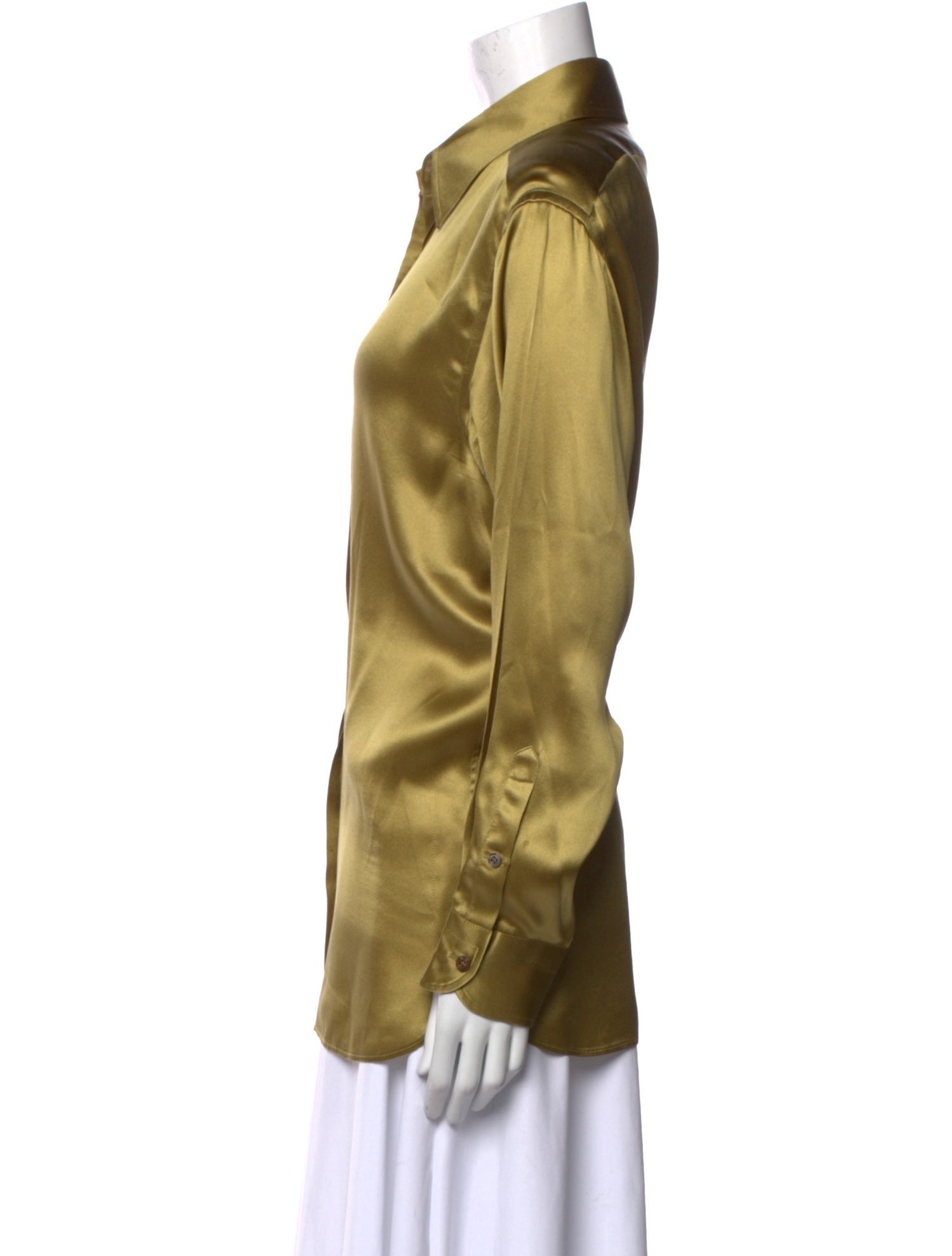 Tom Ford Silk Long Sleeve Button-Up Top