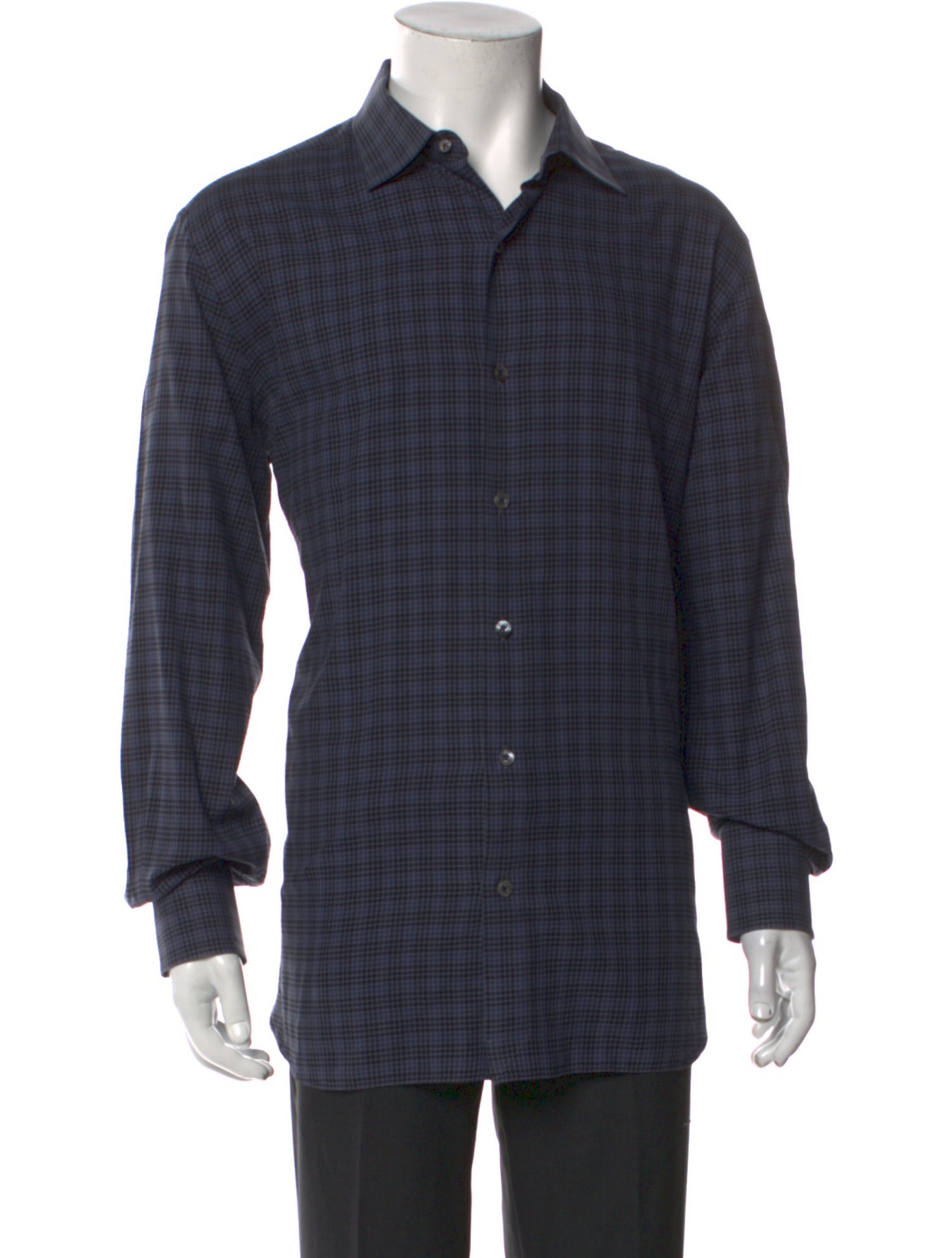 Tom Ford Plaid Print Long Sleeve Dress Shirt
