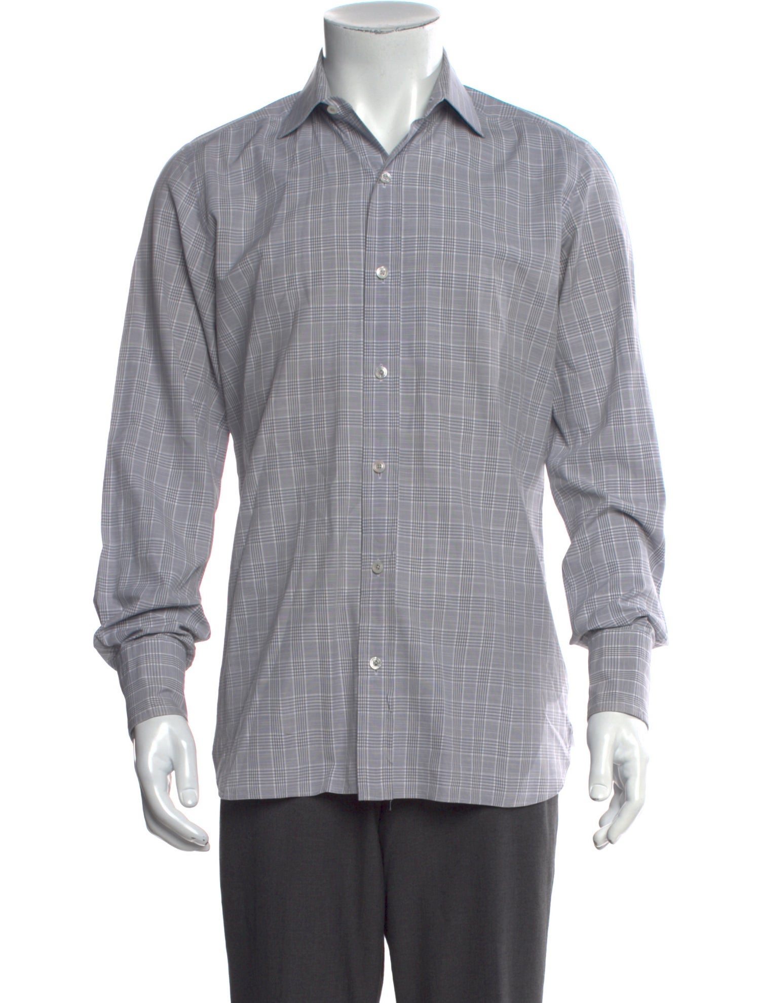 Tom Ford Plaid Print Long Sleeve Dress Shirt