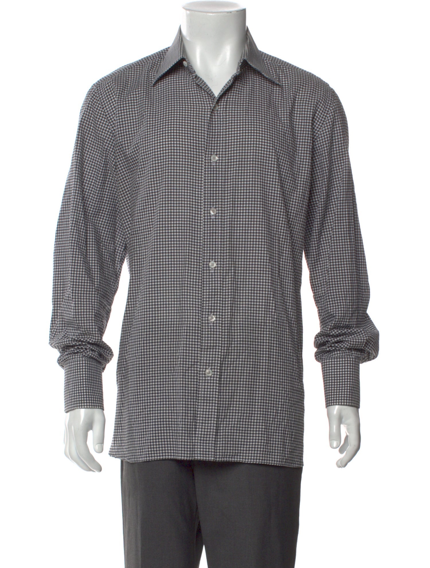 Tom Ford Plaid Print Long Sleeve Shirt