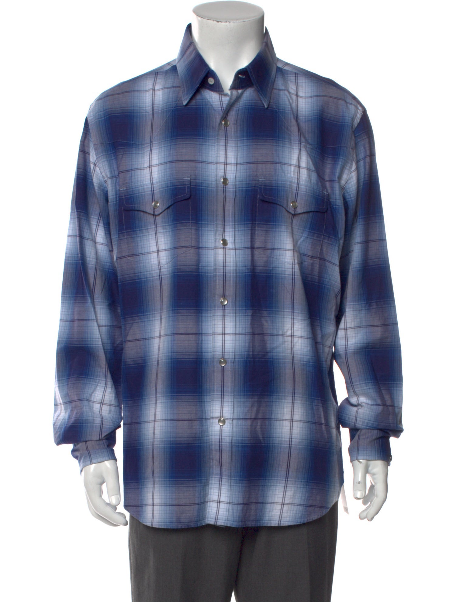 Tom Ford Plaid Print Long Sleeve Shirt