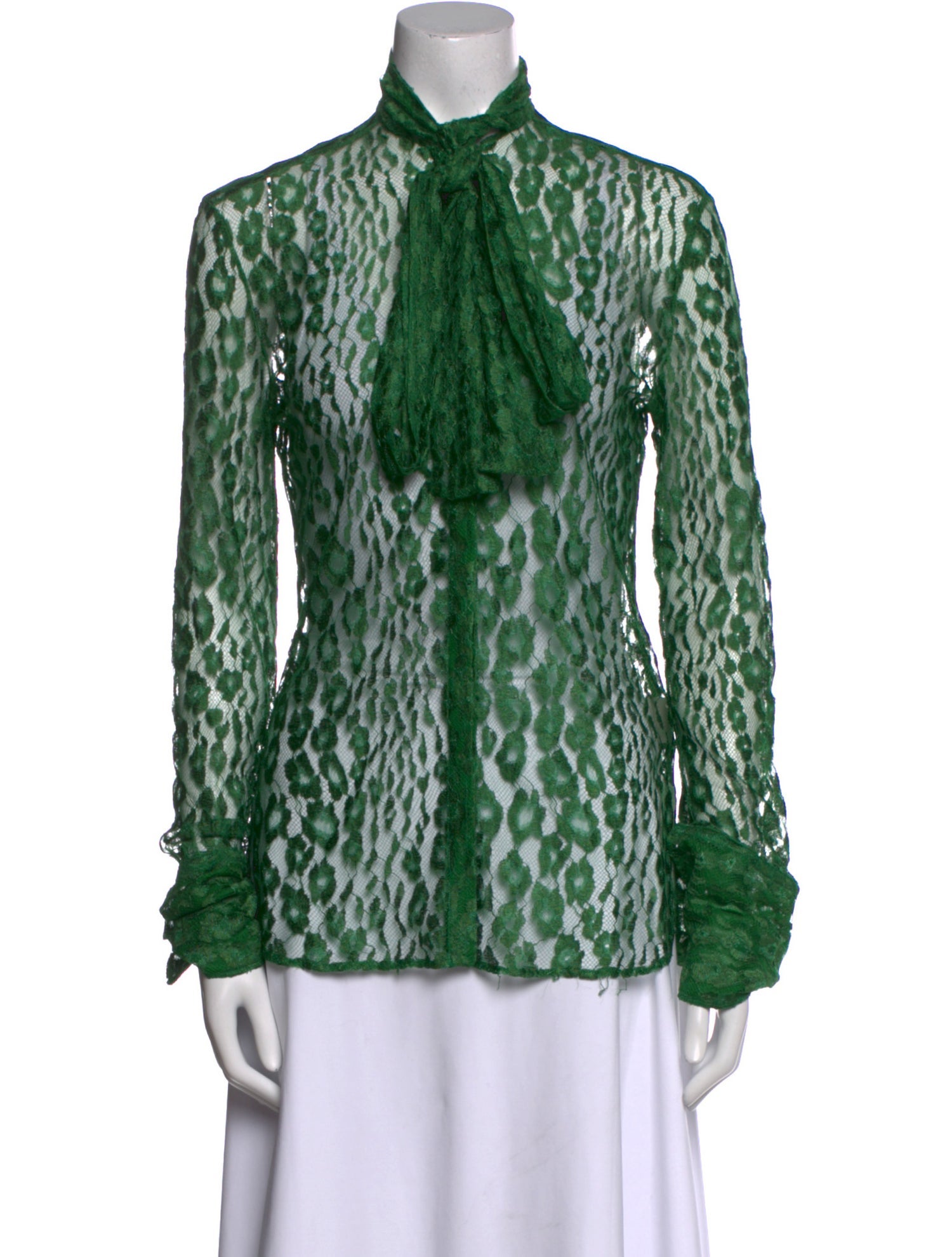 Tom Ford Animal Print Mock Neck Button-Up Top