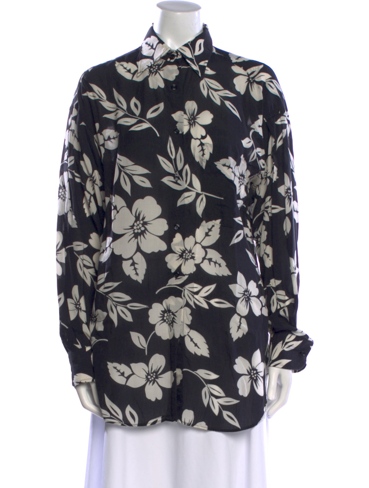 Tom Ford Floral Print Long Sleeve Button-Up Top