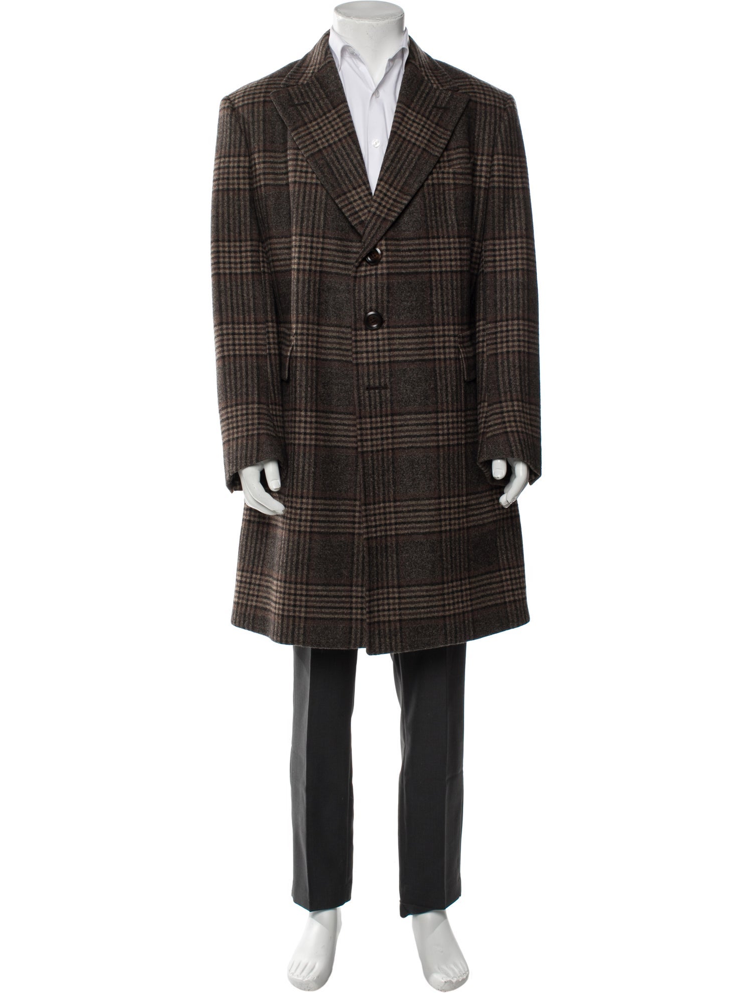 Tom Ford Wool Plaid Print Overcoat