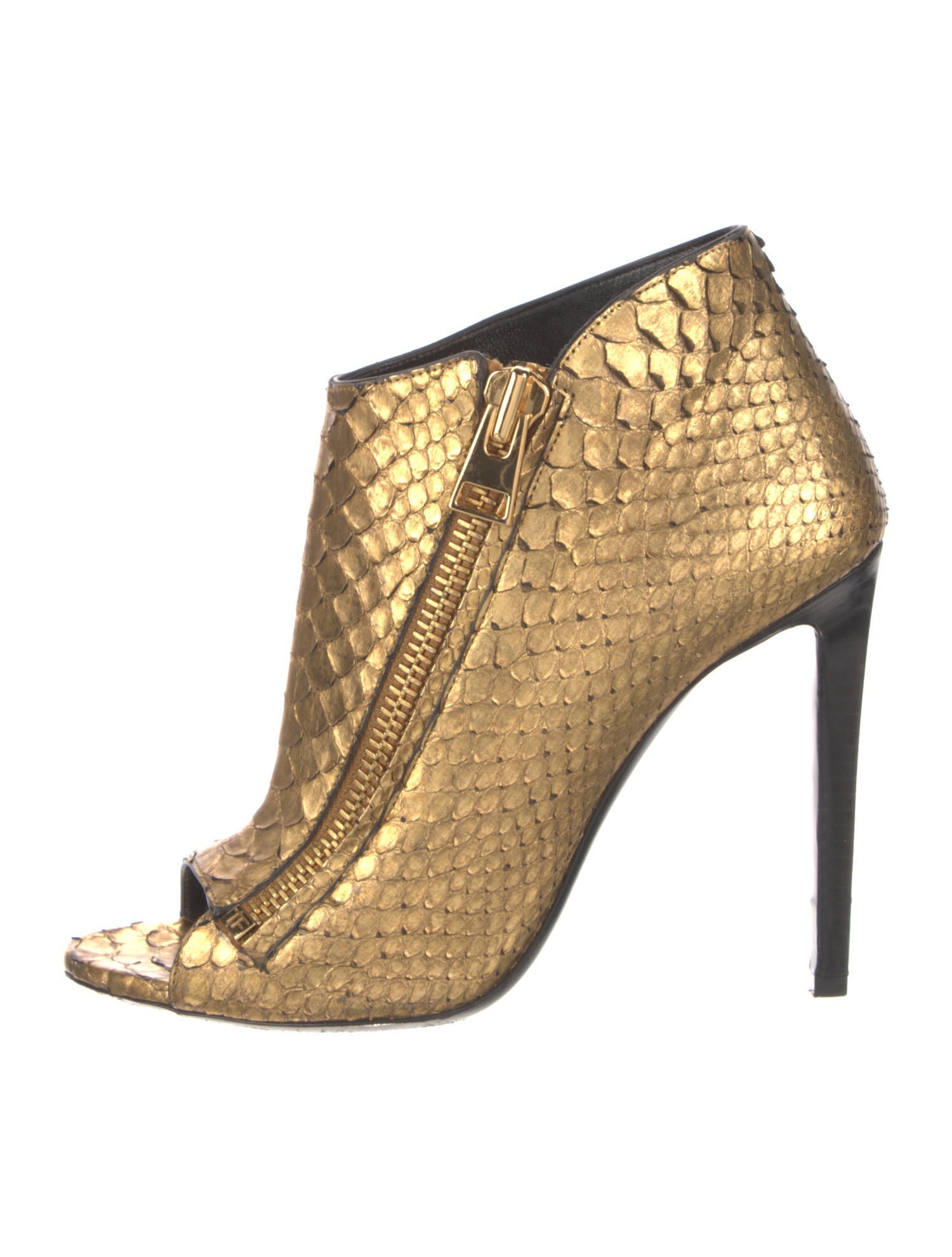 Tom Ford Snakeskin Animal Print T-Strap Sandals