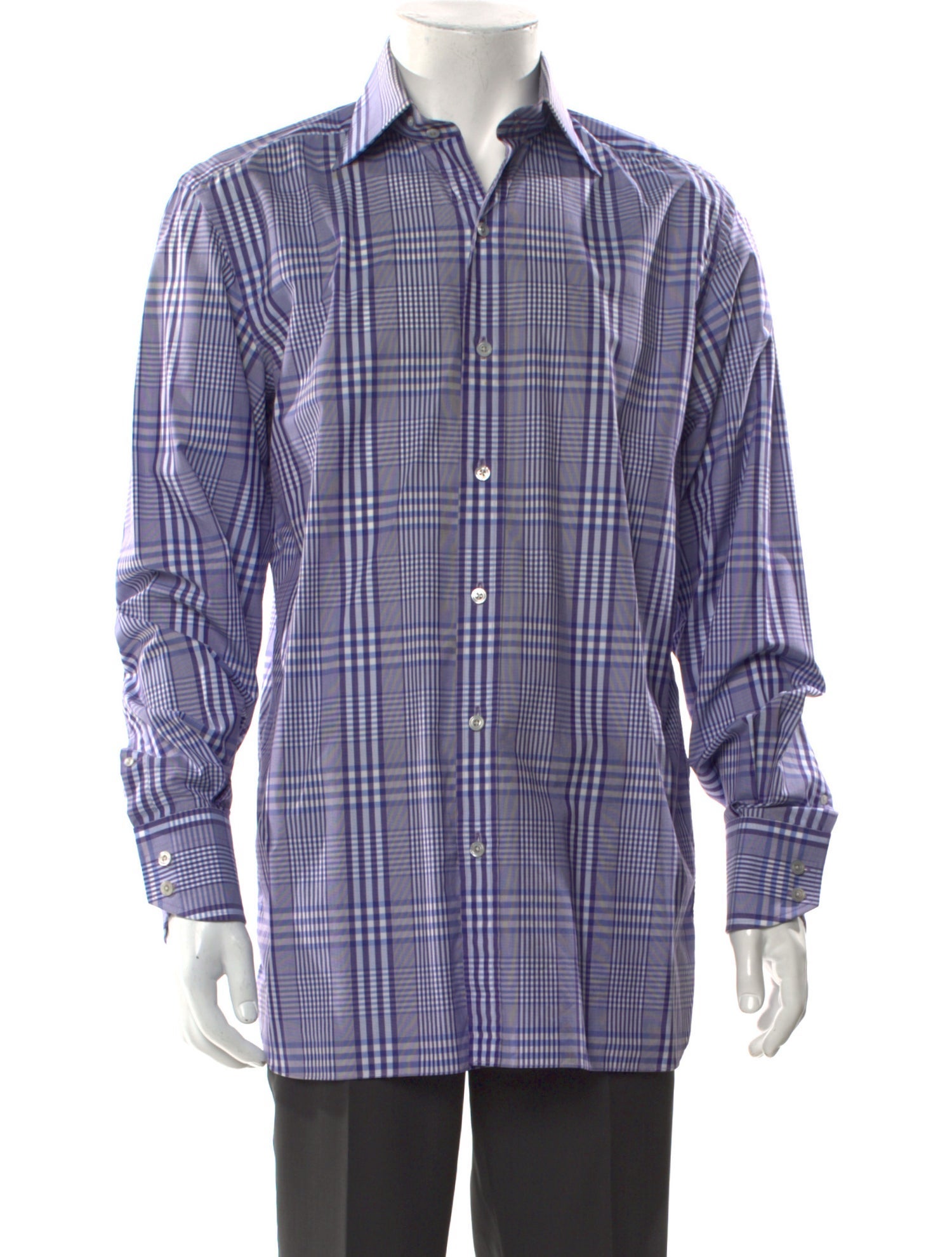 Tom Ford Plaid Print Long Sleeve Dress Shirt