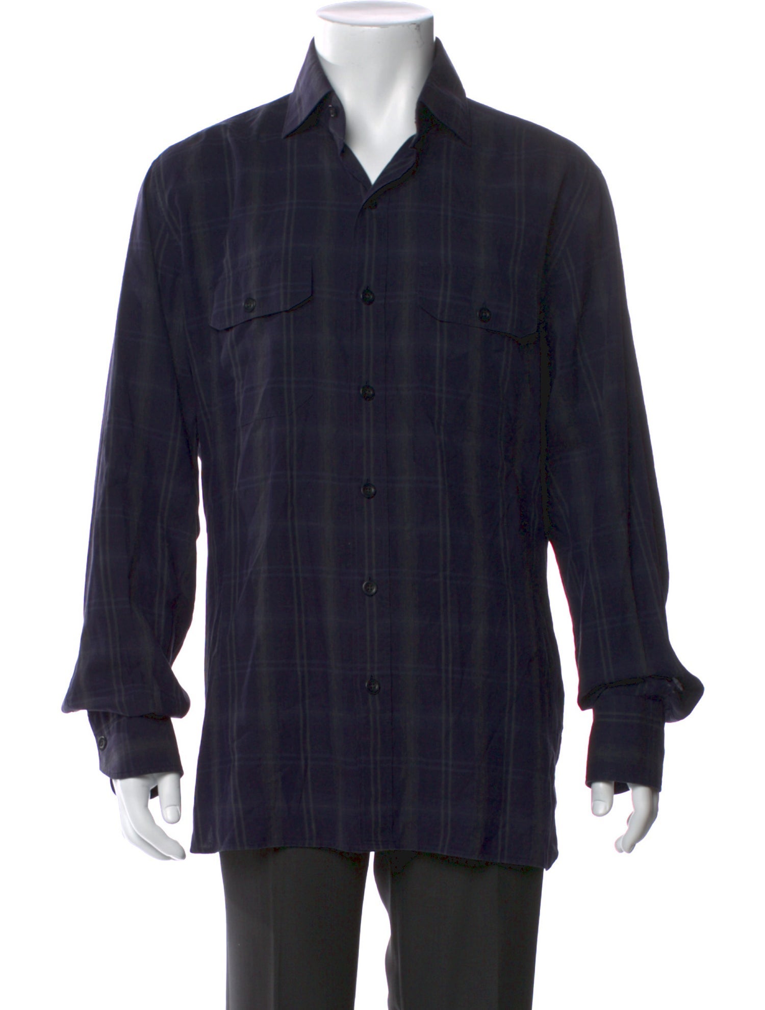 Tom Ford Plaid Print Long Sleeve Western Shirt