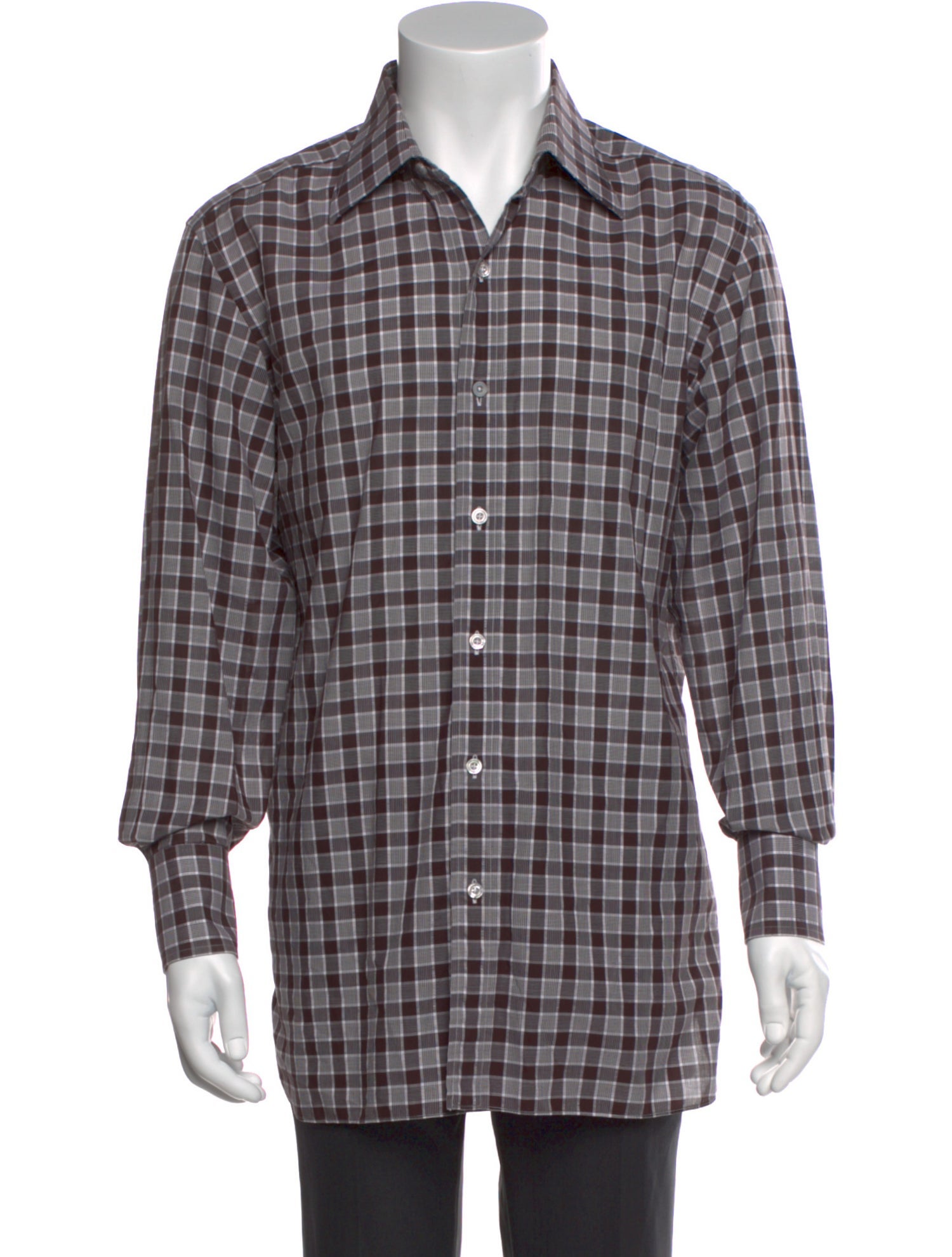 Tom Ford Plaid Print Long Sleeve Shirt