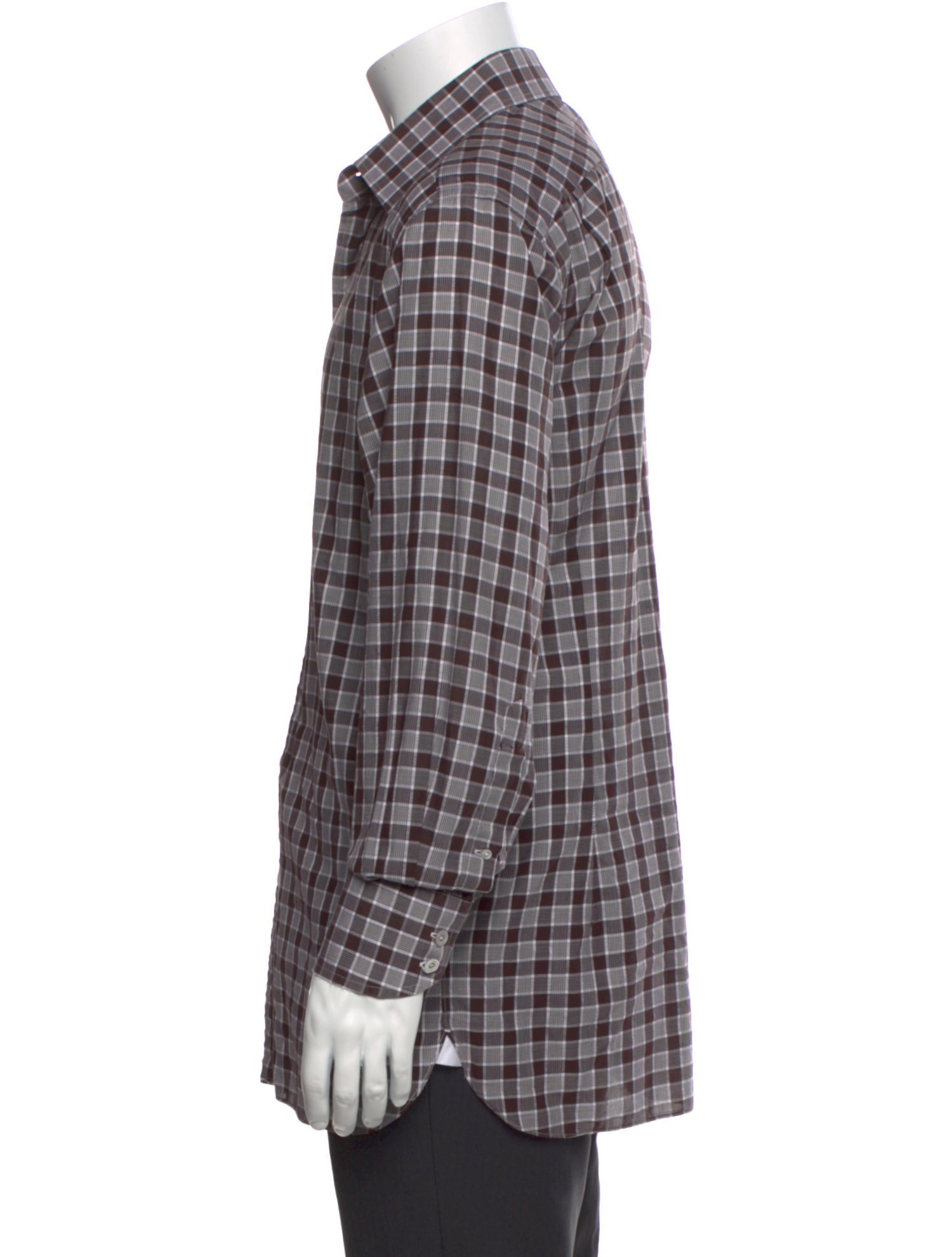 Tom Ford Plaid Print Long Sleeve Shirt