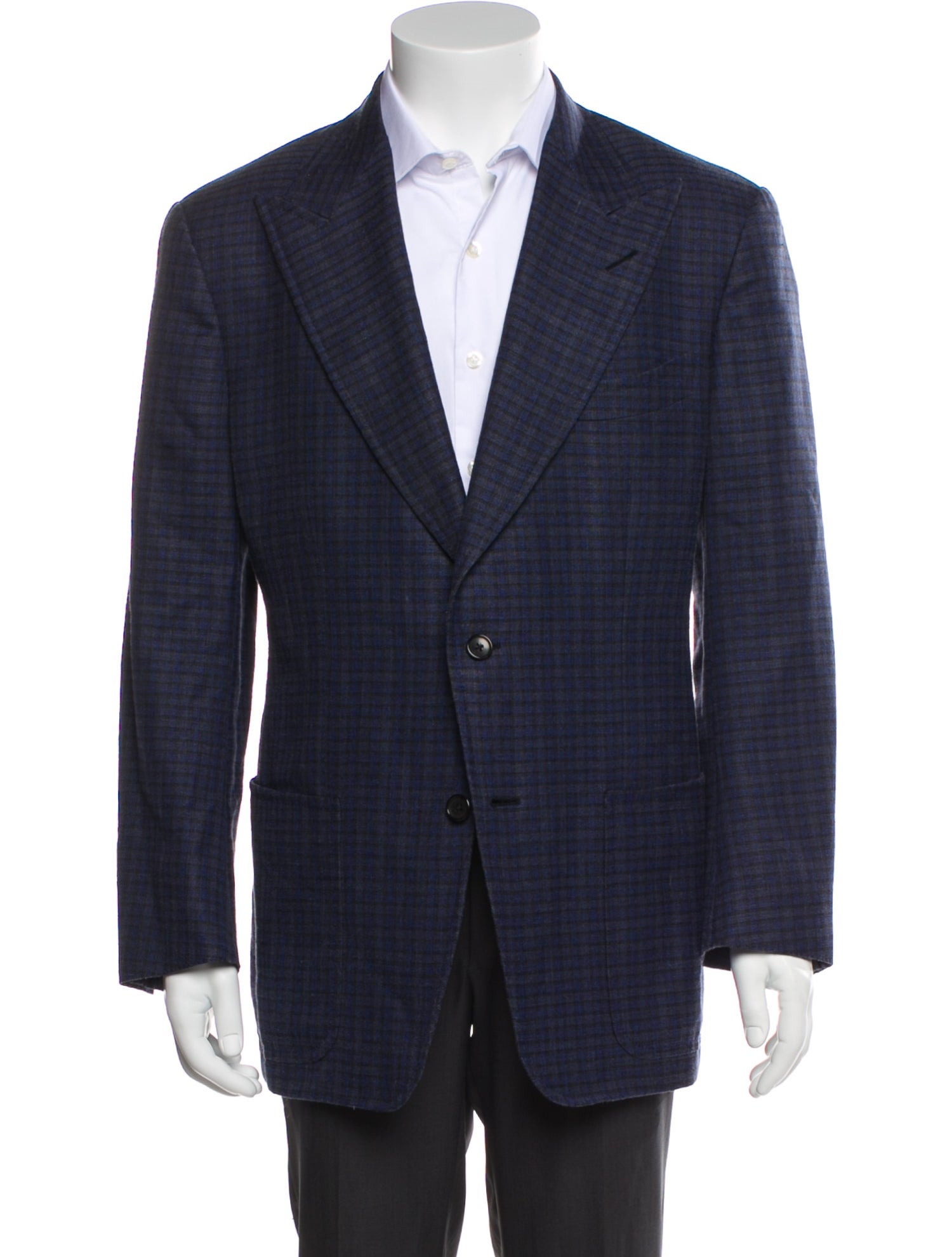 Tom Ford Mohair Plaid Print Blazer