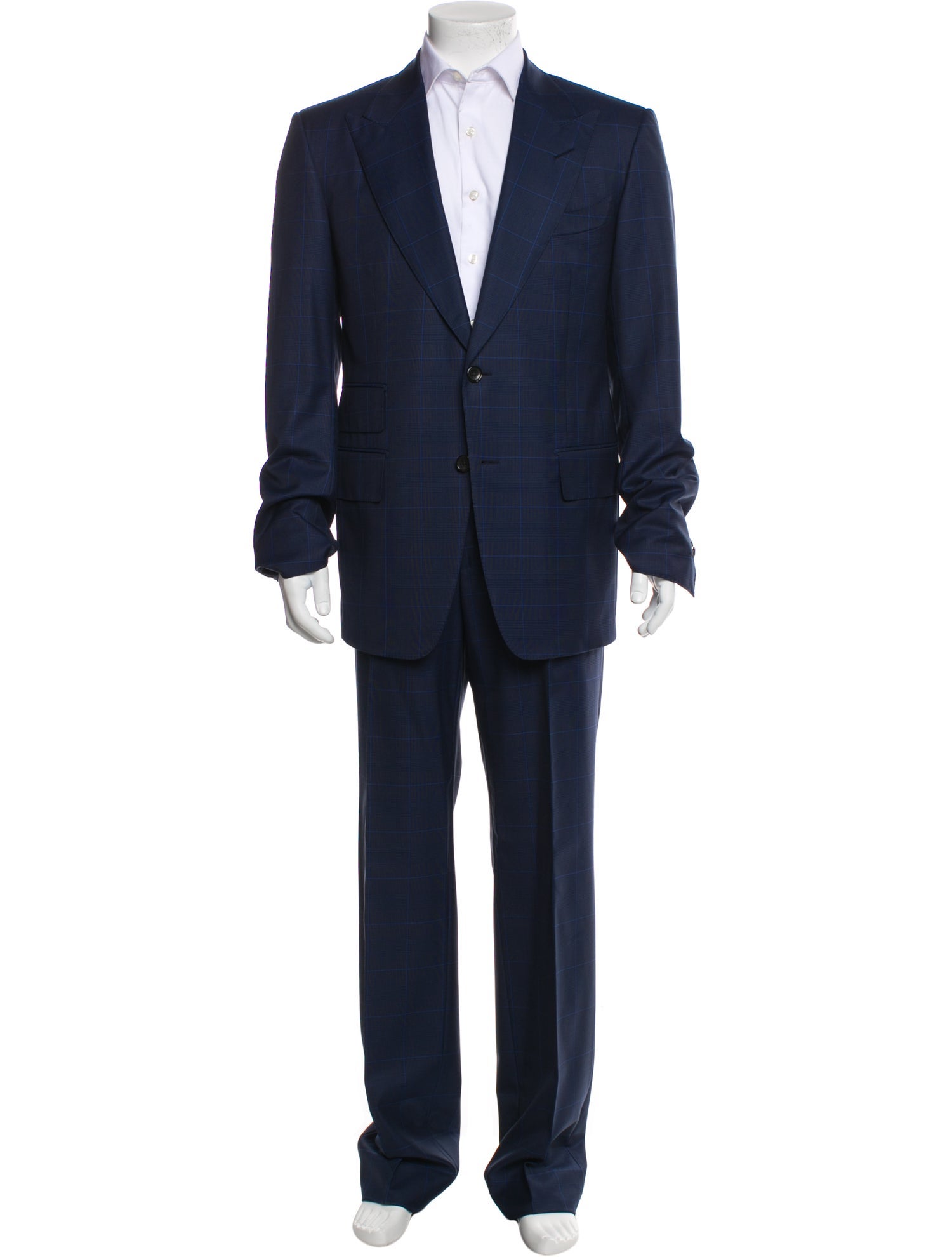 Tom Ford Wool Plaid Print Two-Piece Suit
