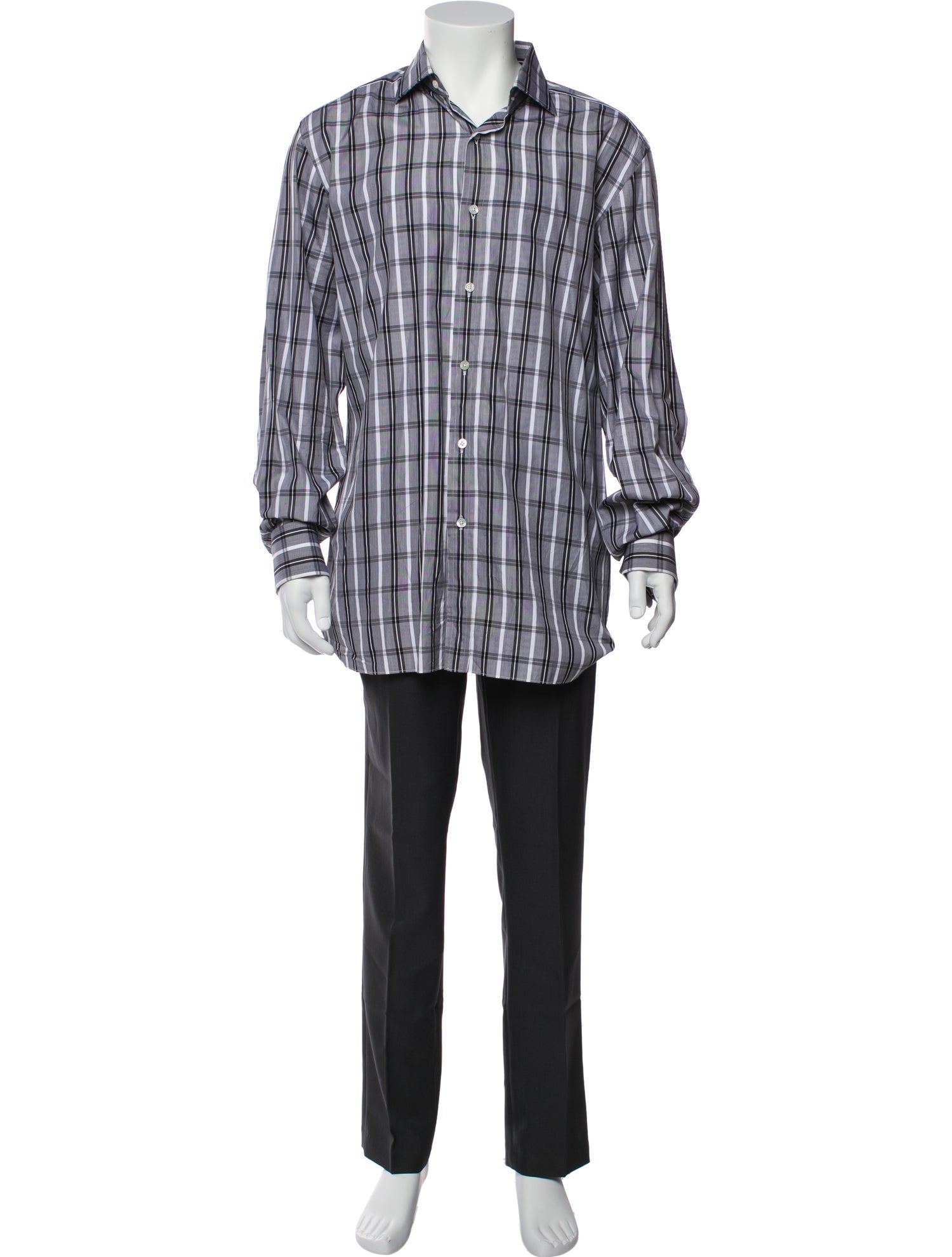 Tom Ford Plaid Print Long Sleeve Shirt
