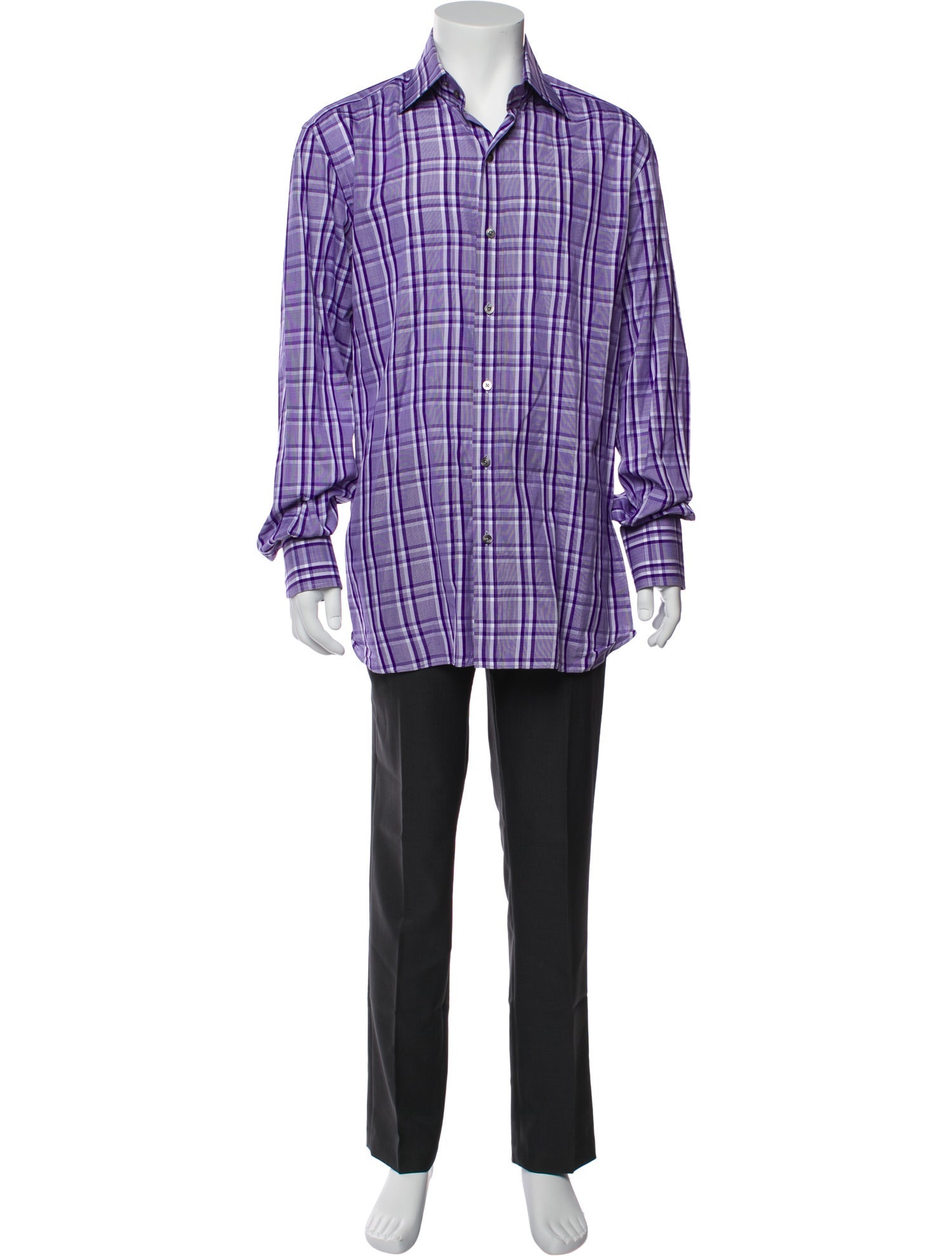 Tom Ford Plaid Print Long Sleeve Dress Shirt