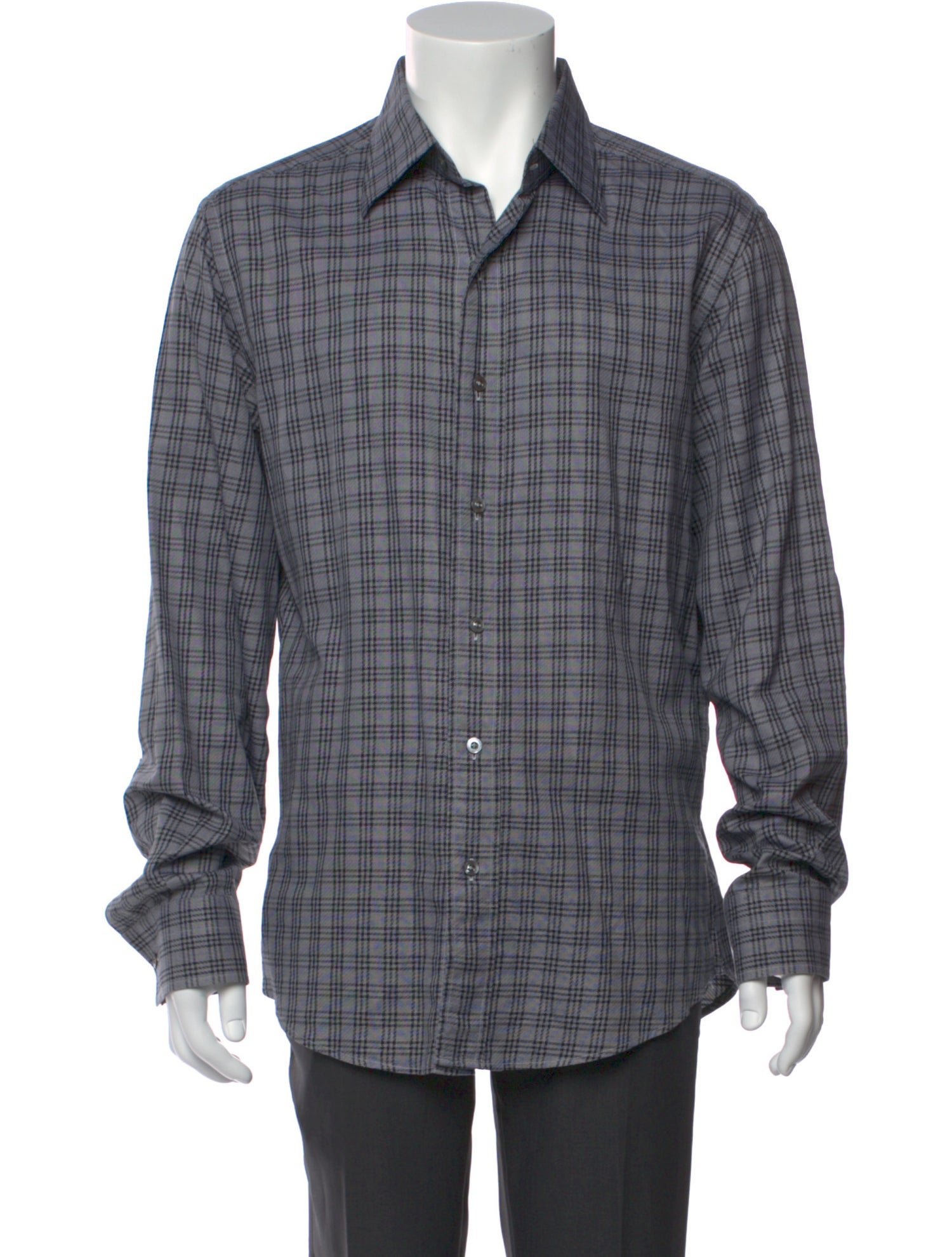 Tom Ford Plaid Print Long Sleeve Dress Shirt