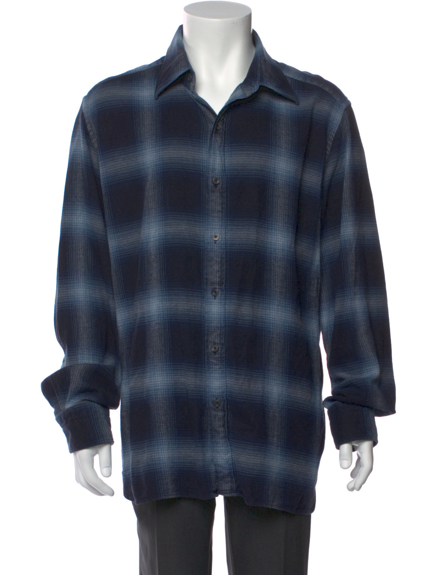 Tom Ford Plaid Print Long Sleeve Shirt