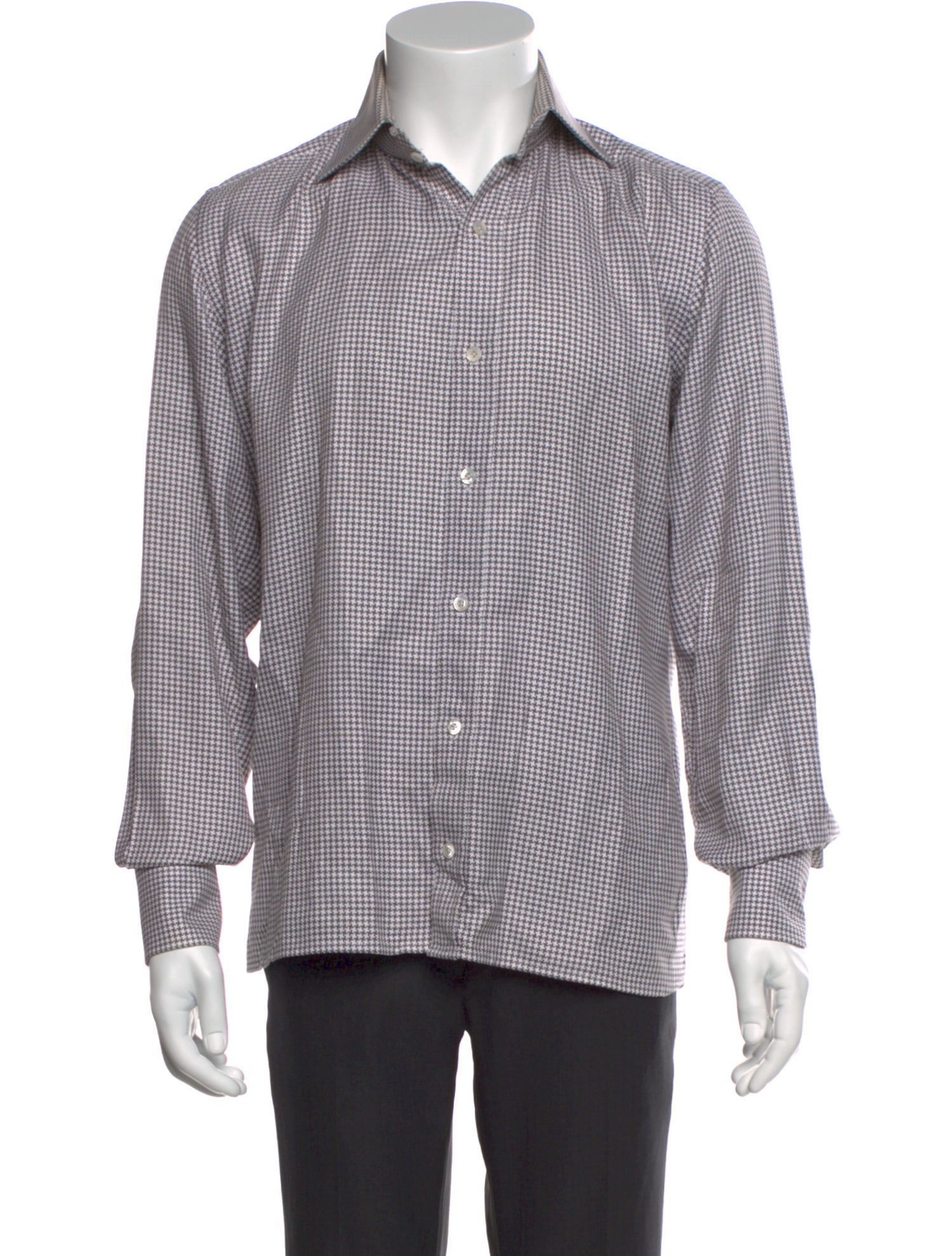 Tom Ford Houndstooth Print Long Sleeve Dress Shirt