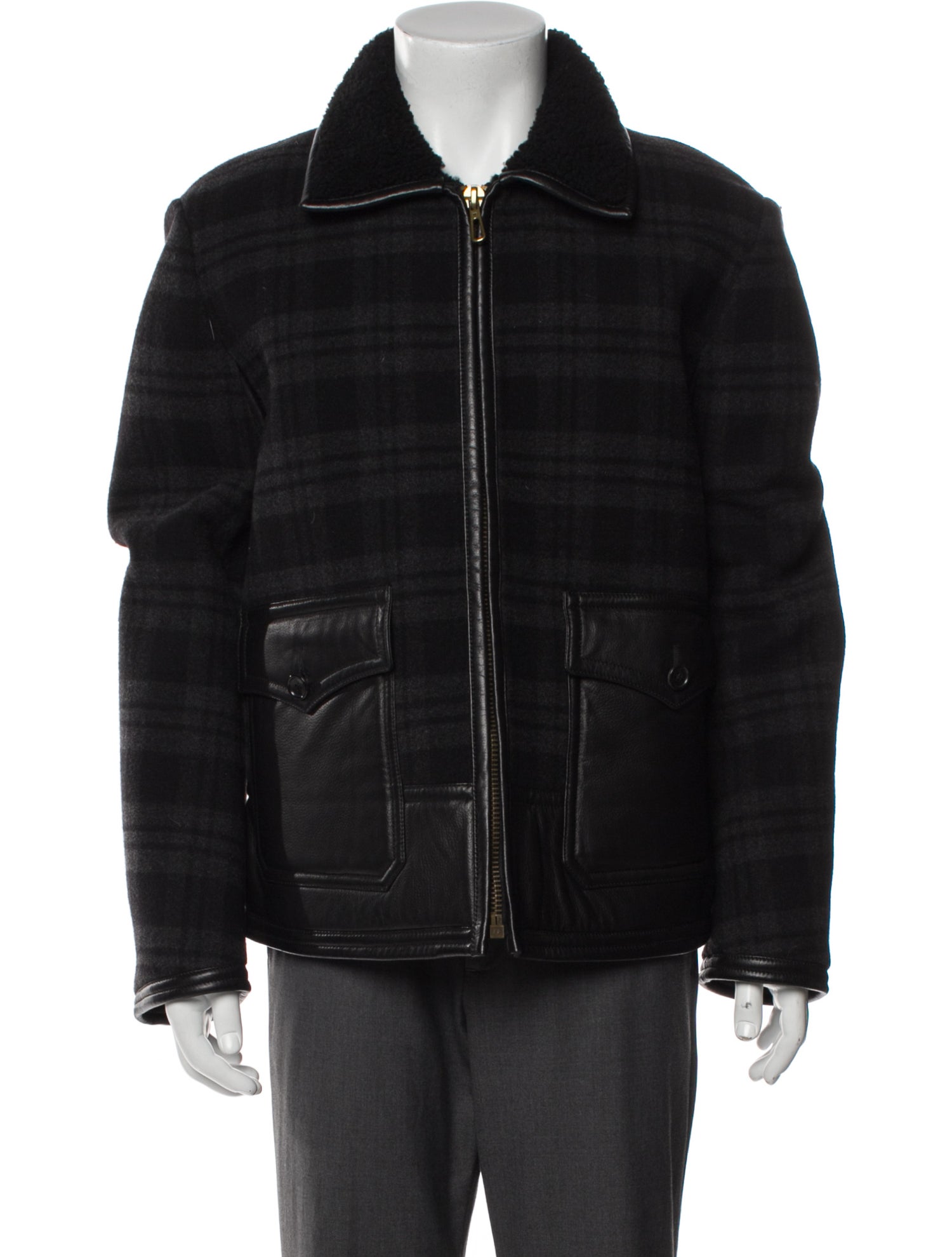 Tom Ford Wool Plaid Print Puffer Coat