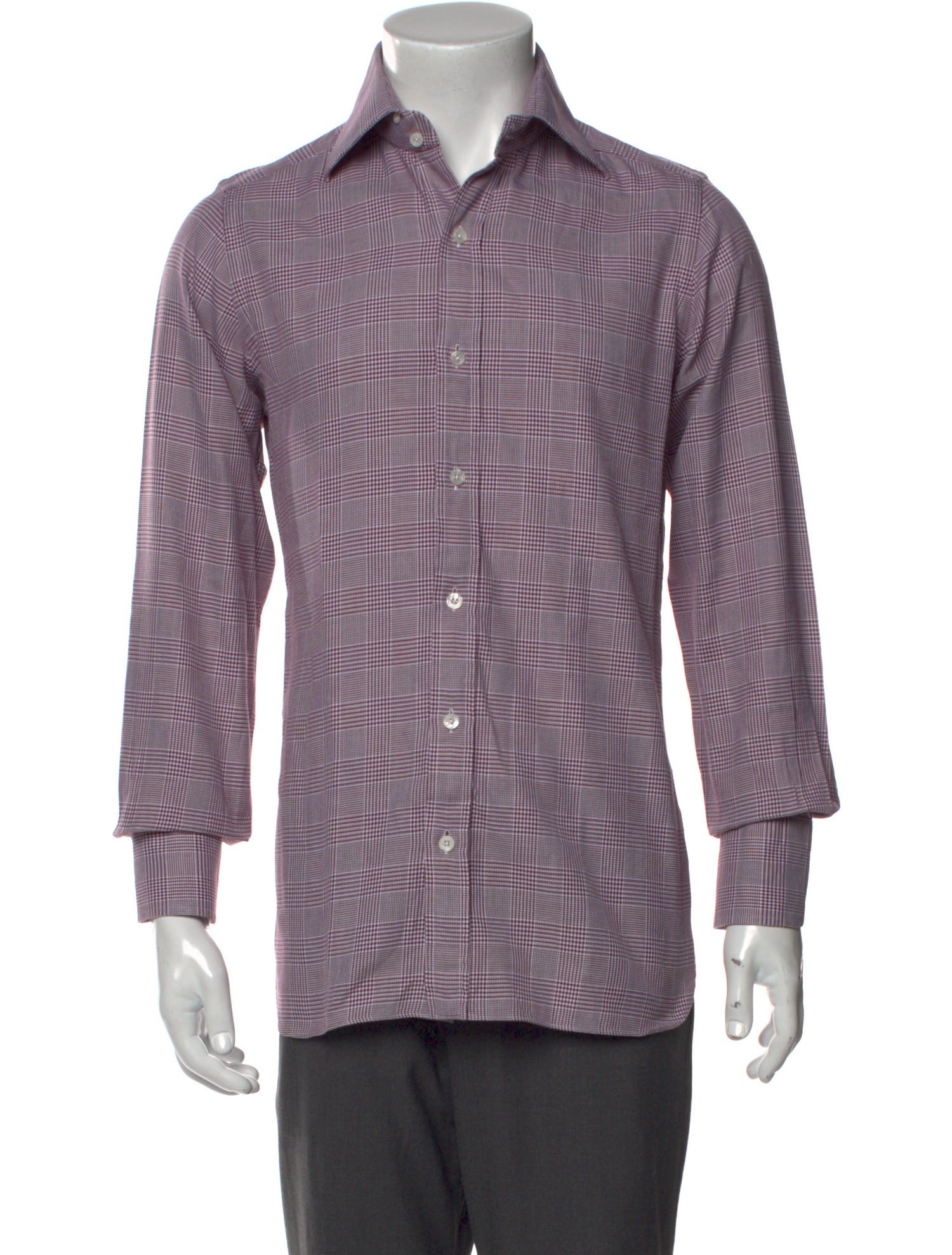Tom Ford Plaid Print Long Sleeve Dress Shirt