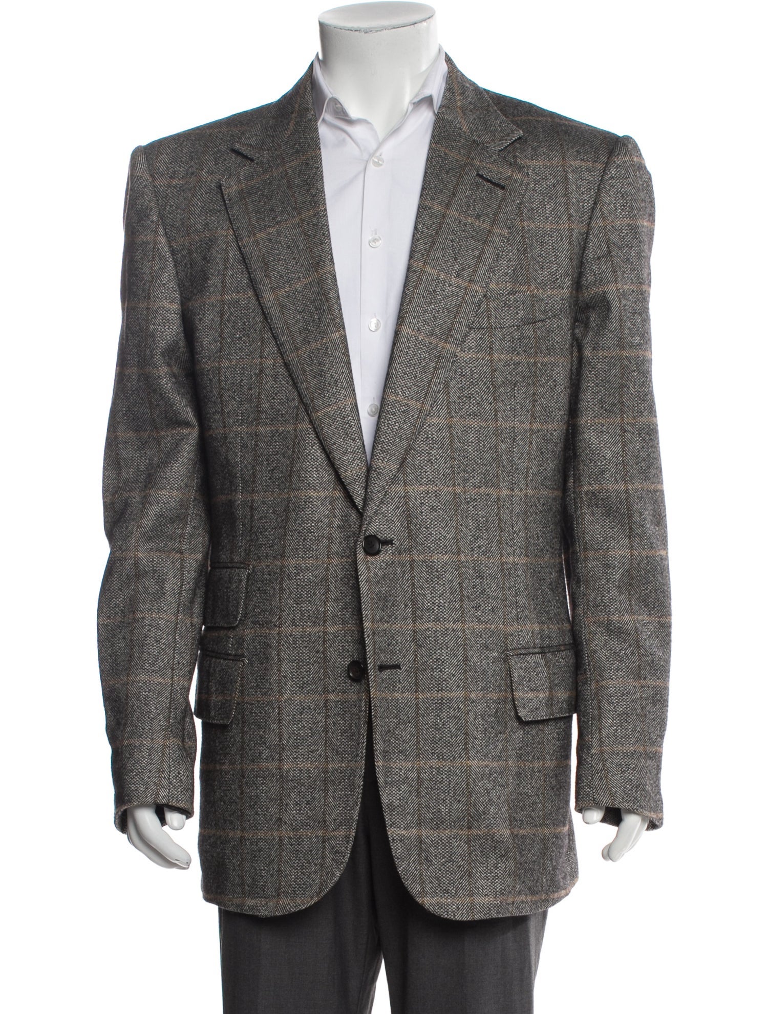 Tom Ford Wool Plaid Print Blazer