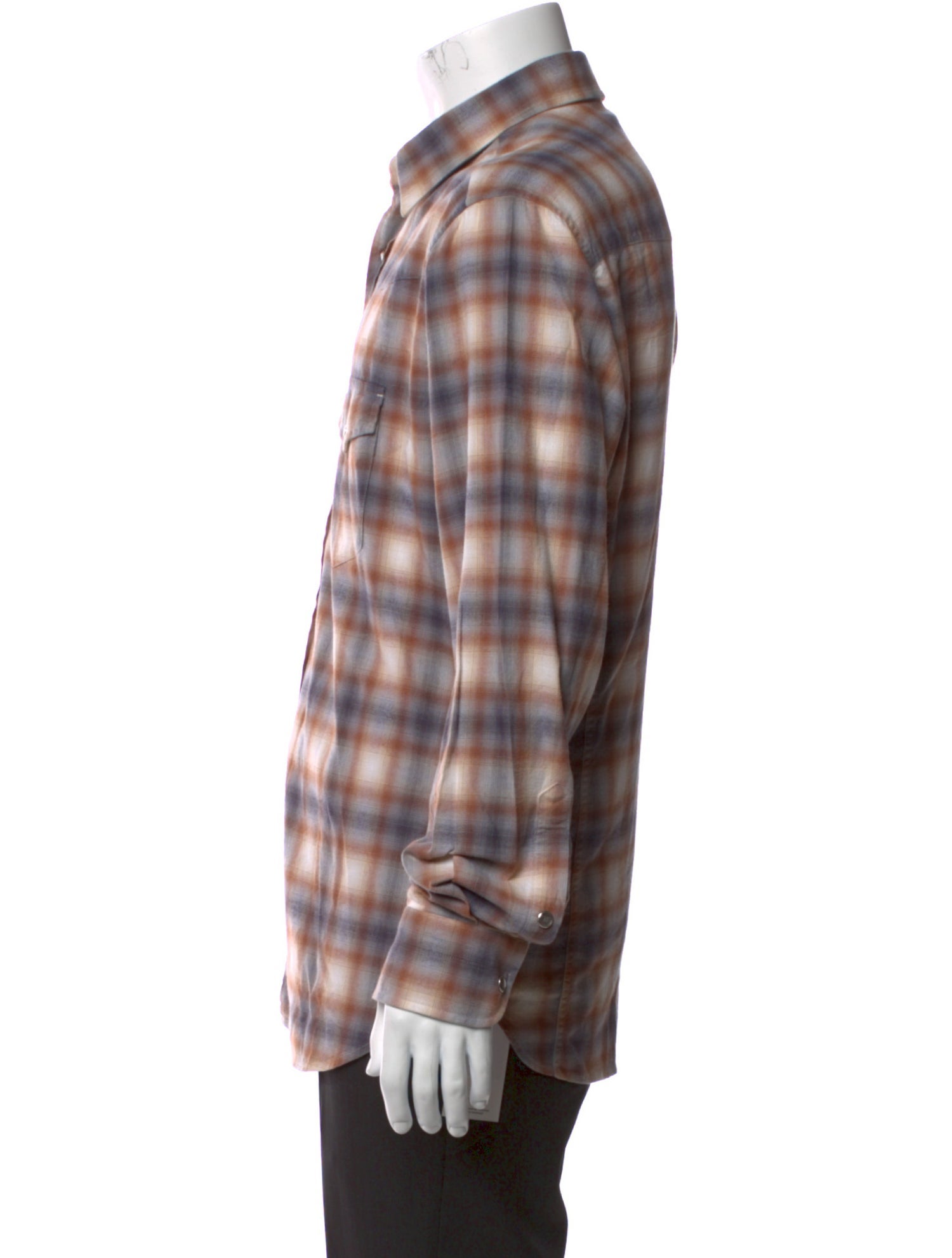 Tom Ford Plaid Print Long Sleeve Western Shirt