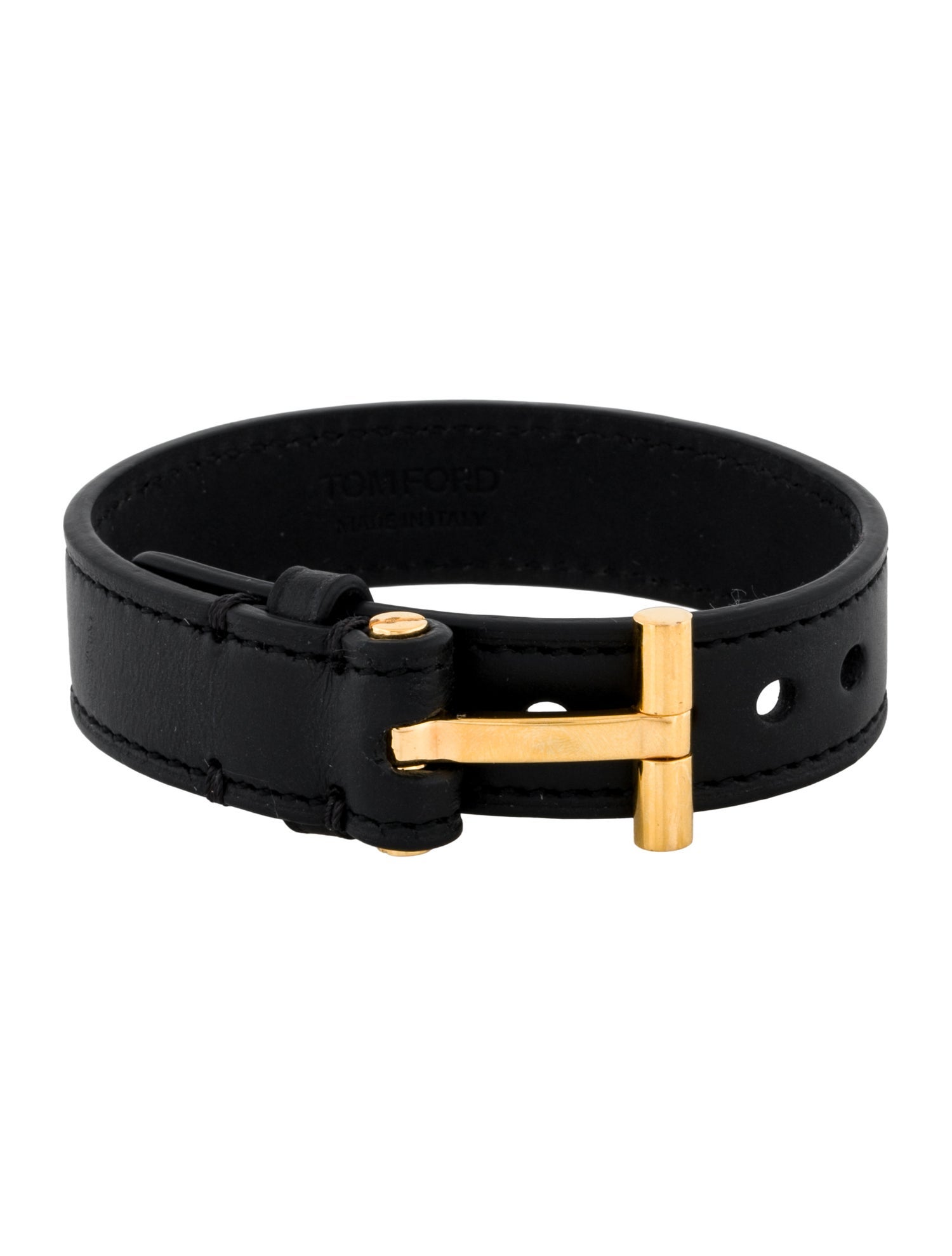 Tom Ford Leather Smooth T Wrap Bracelet
