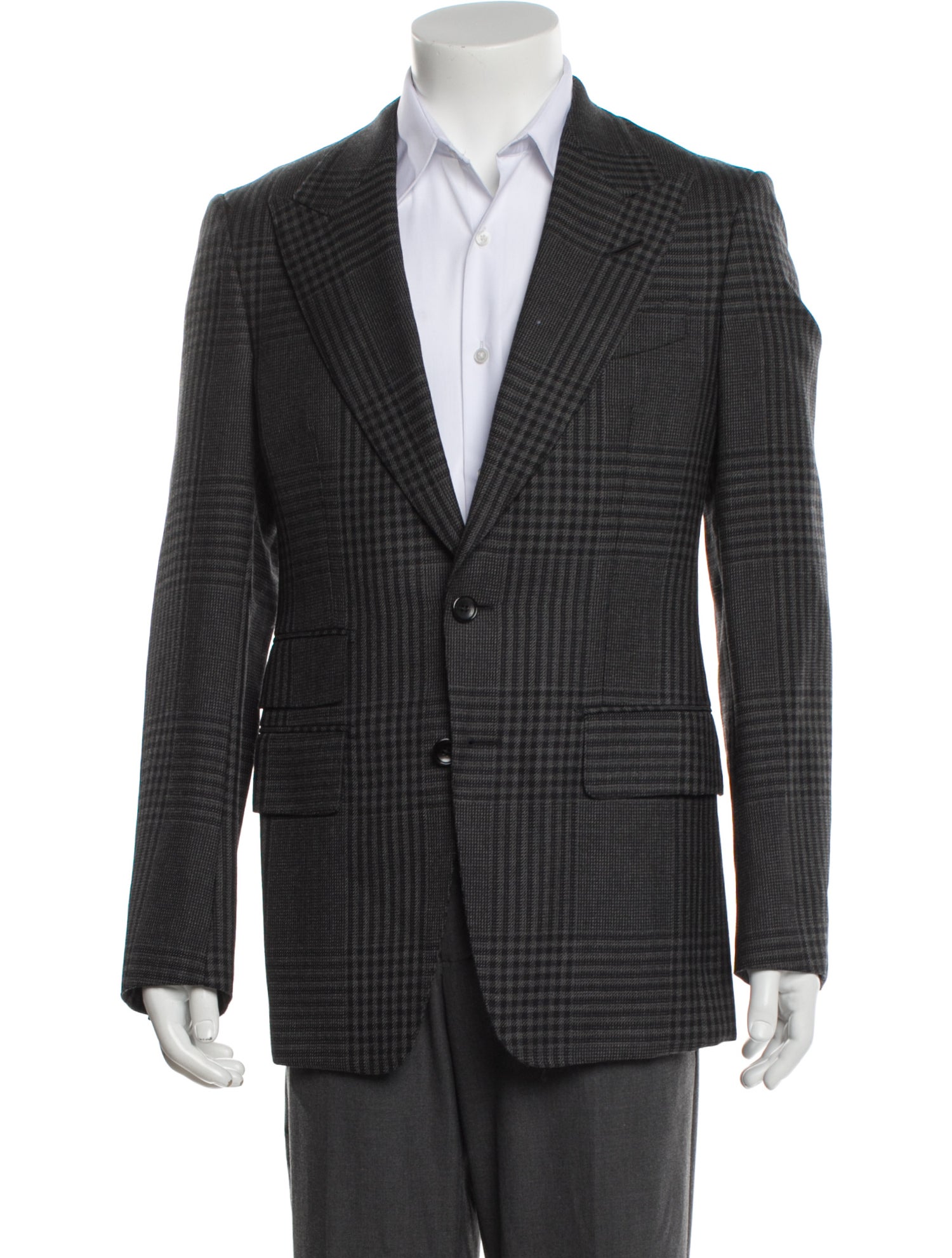 Tom Ford Mohair Plaid Print Blazer