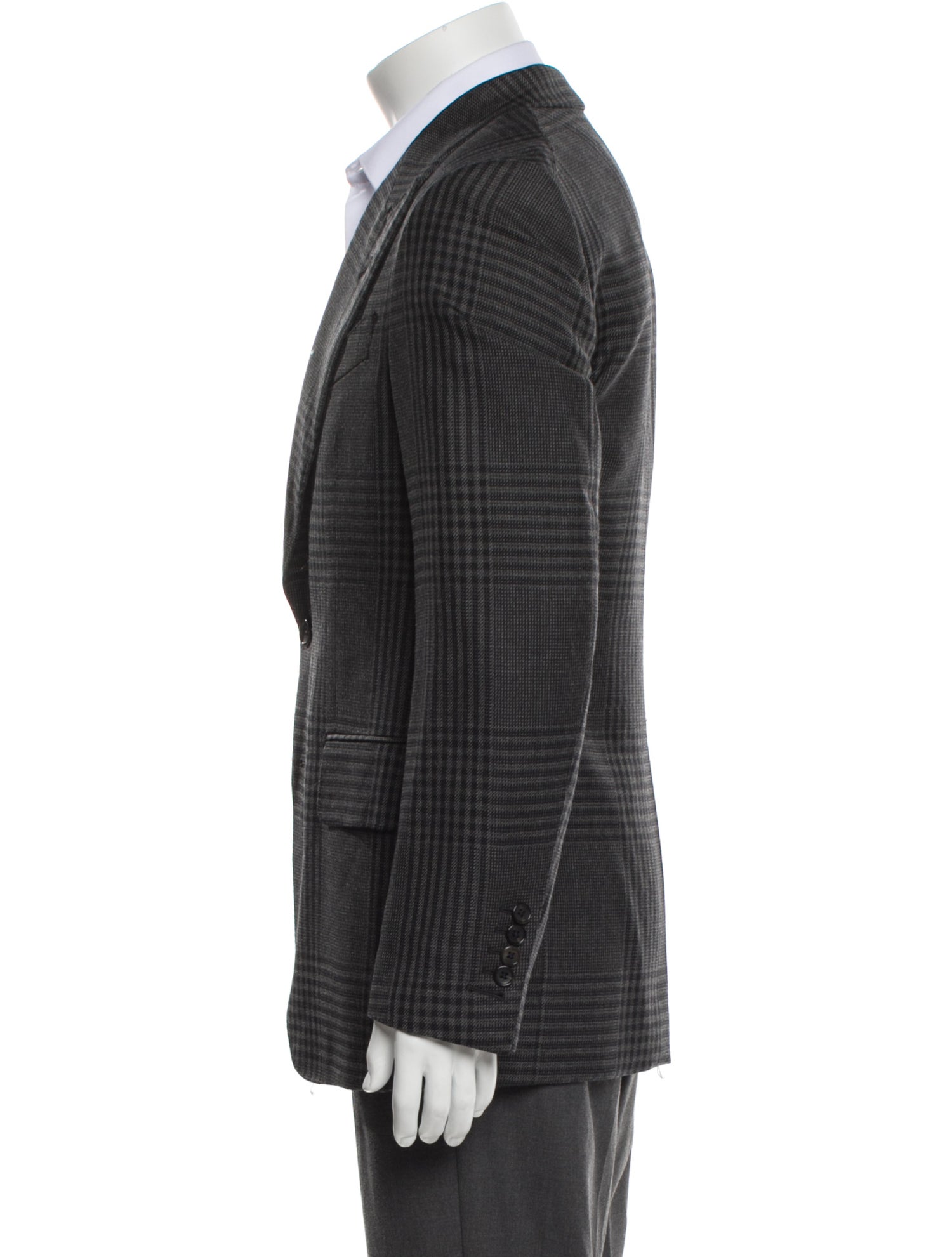 Tom Ford Mohair Plaid Print Blazer