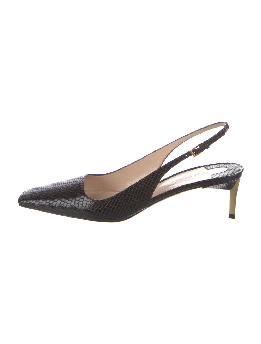 Tom Ford Python Slingback Pumps Black Square-Toes… - image 1