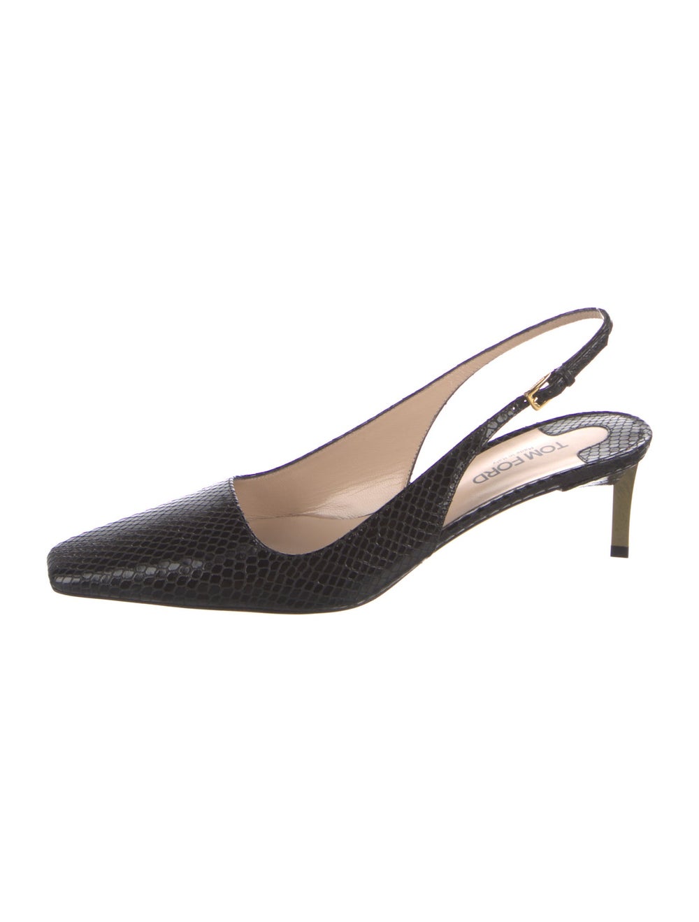 Tom Ford Python Slingback Pumps Black Square-Toes… - image 2