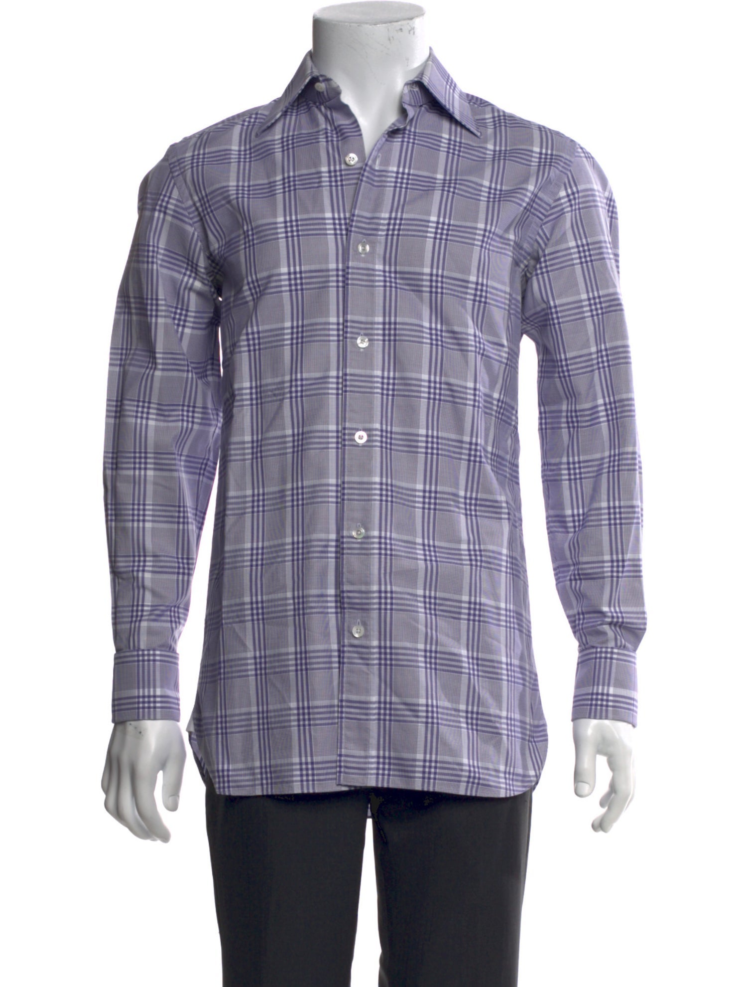 Tom Ford Plaid Print Long Sleeve Western Shirt