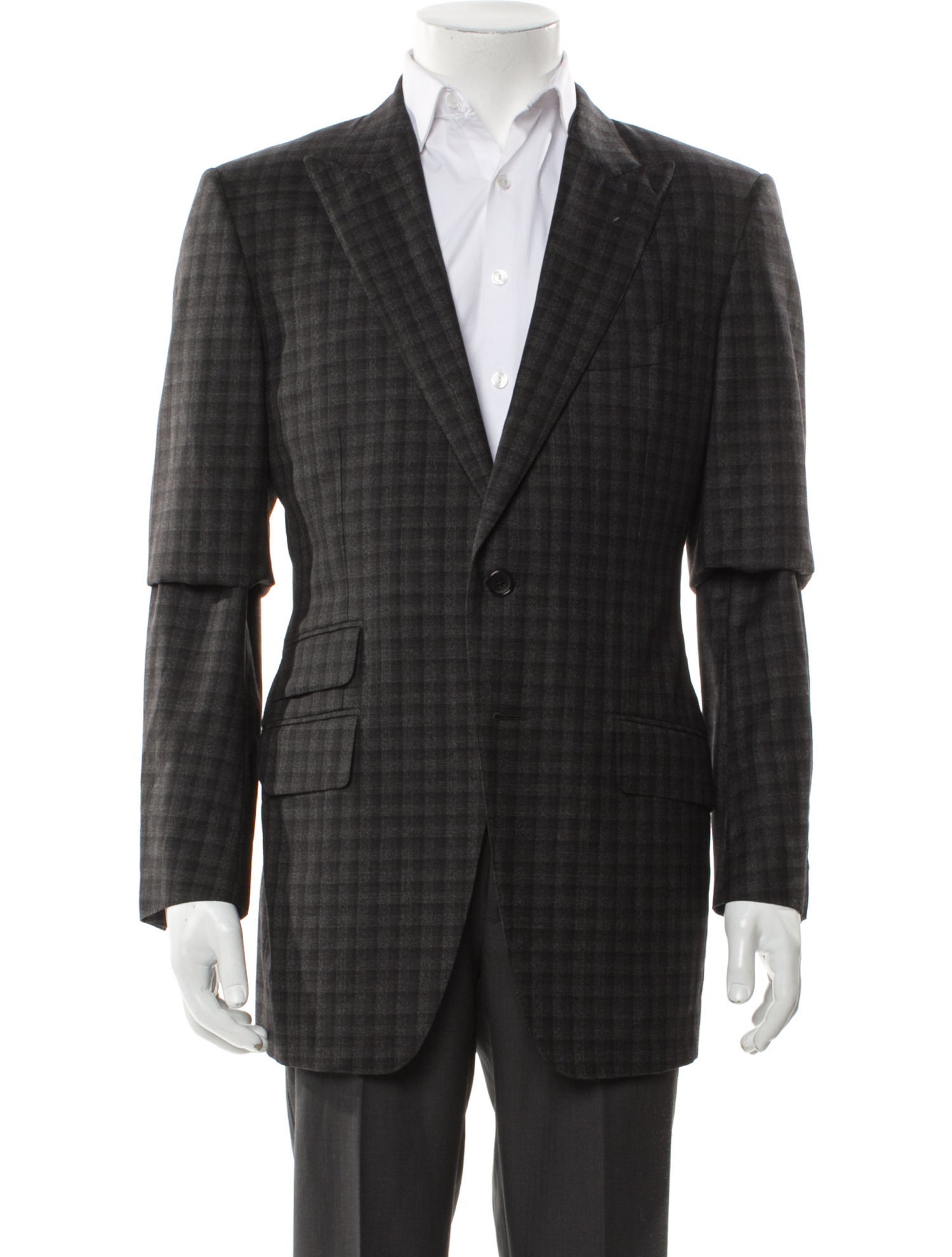 Tom Ford Wool Plaid Print Blazer