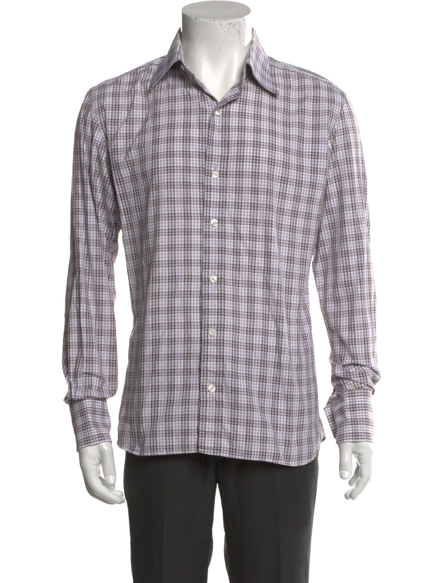 Tom Ford Plaid Print Long Sleeve Shirt
