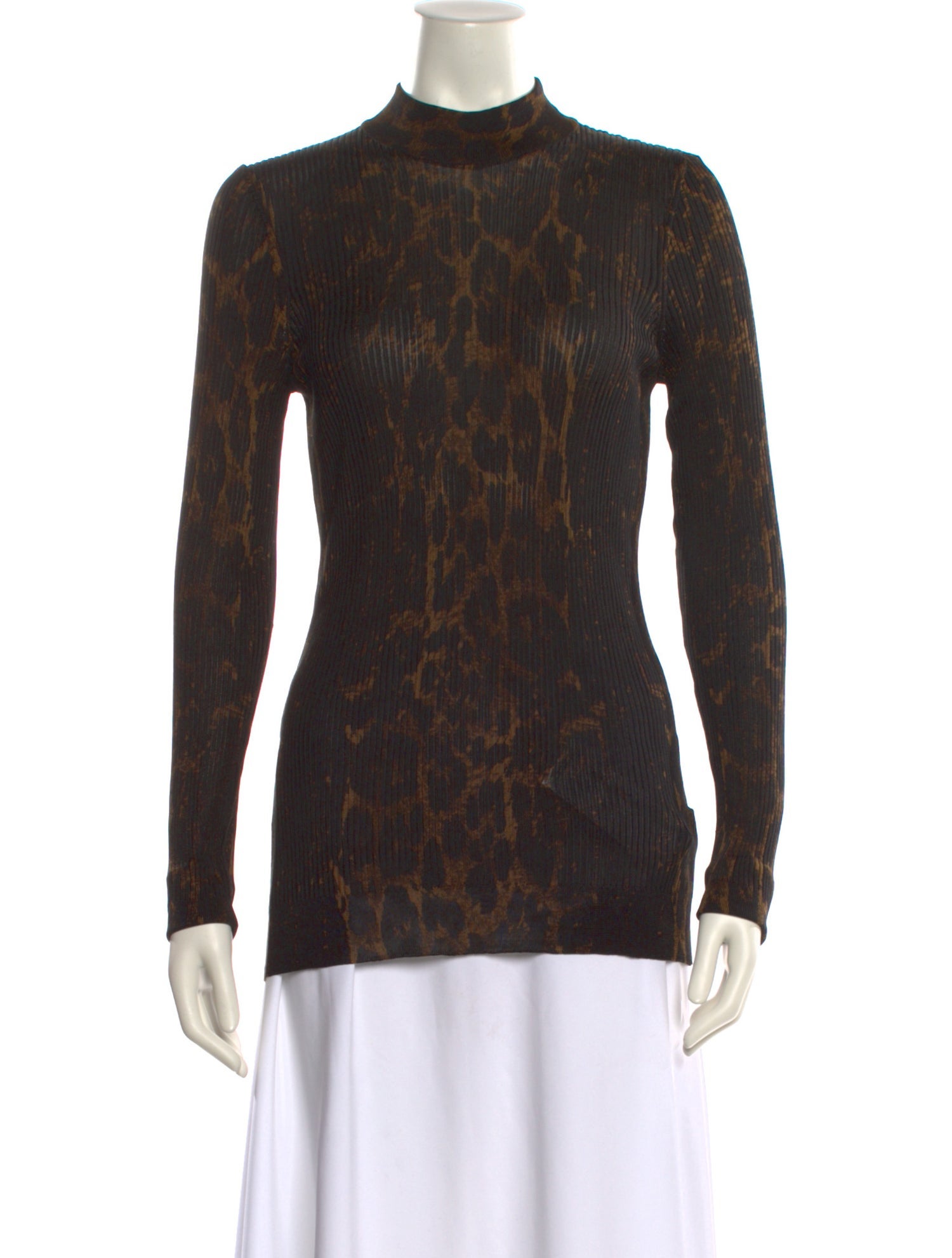 Tom Ford Animal Print Mock Neck Top