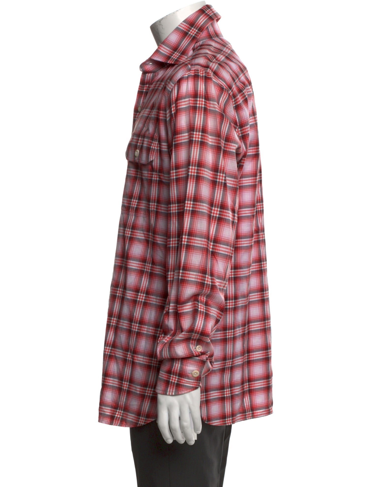 Tom Ford Plaid Print Long Sleeve Shirt