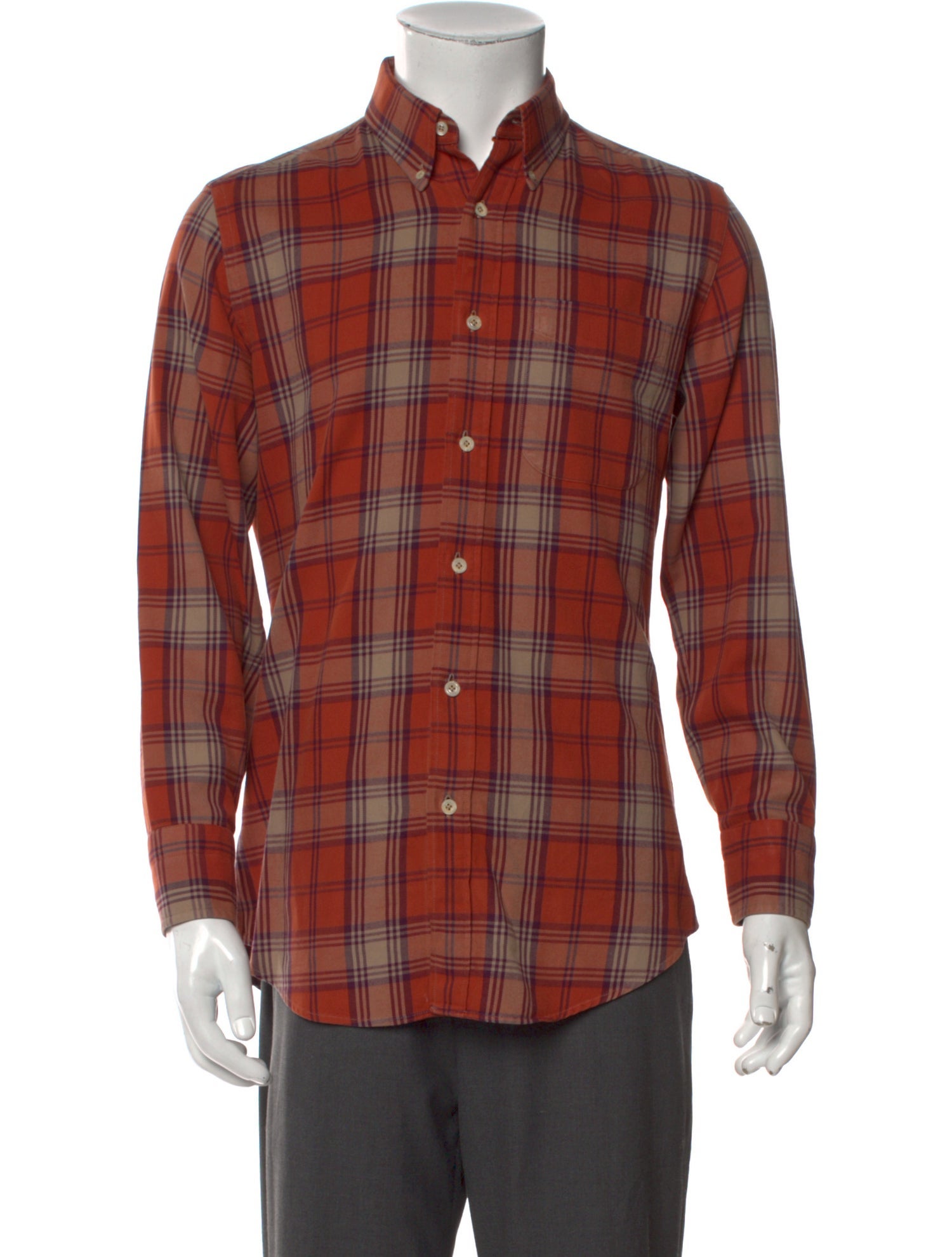 Tom Ford Plaid Print Long Sleeve Shirt