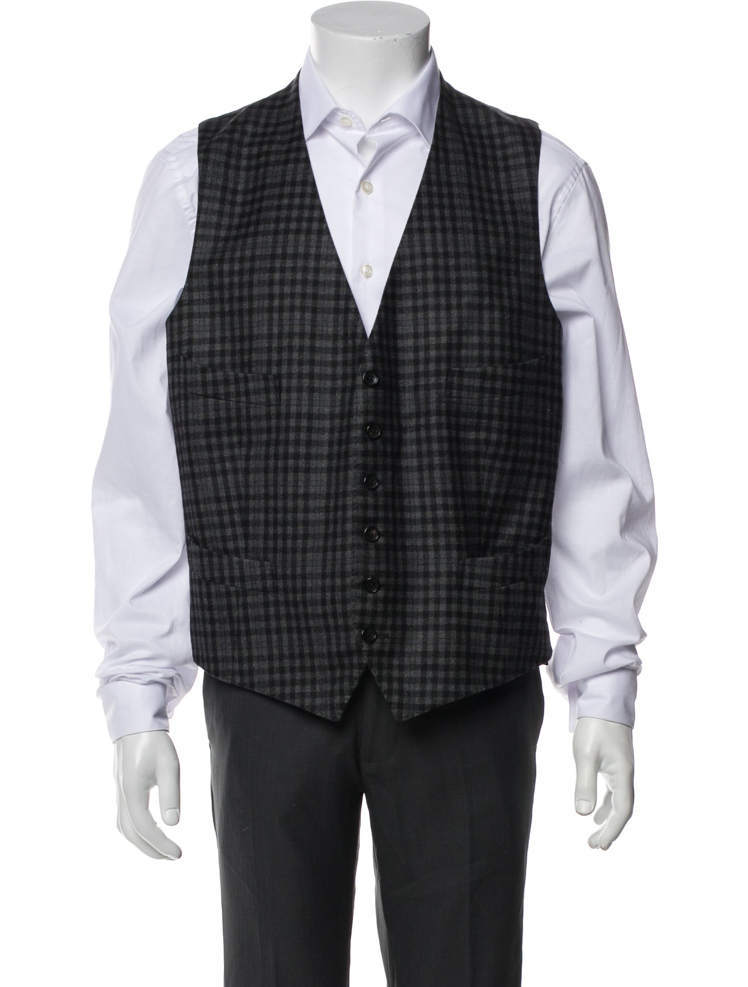 Tom Ford Wool Plaid Print Suit Vest