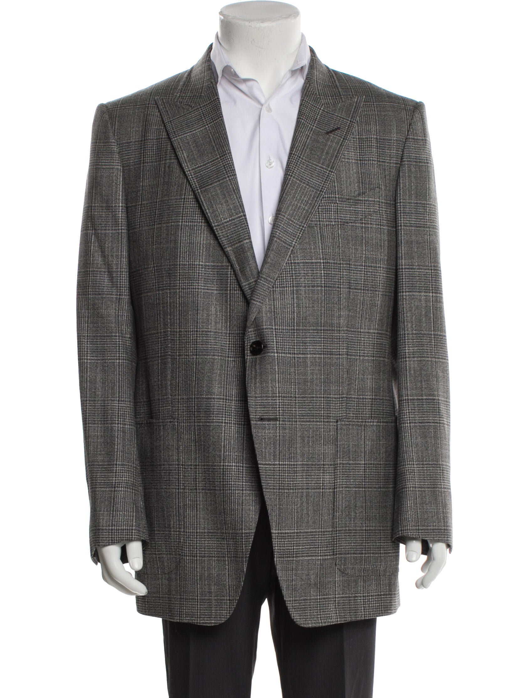 Tom Ford Wool Plaid Print Blazer