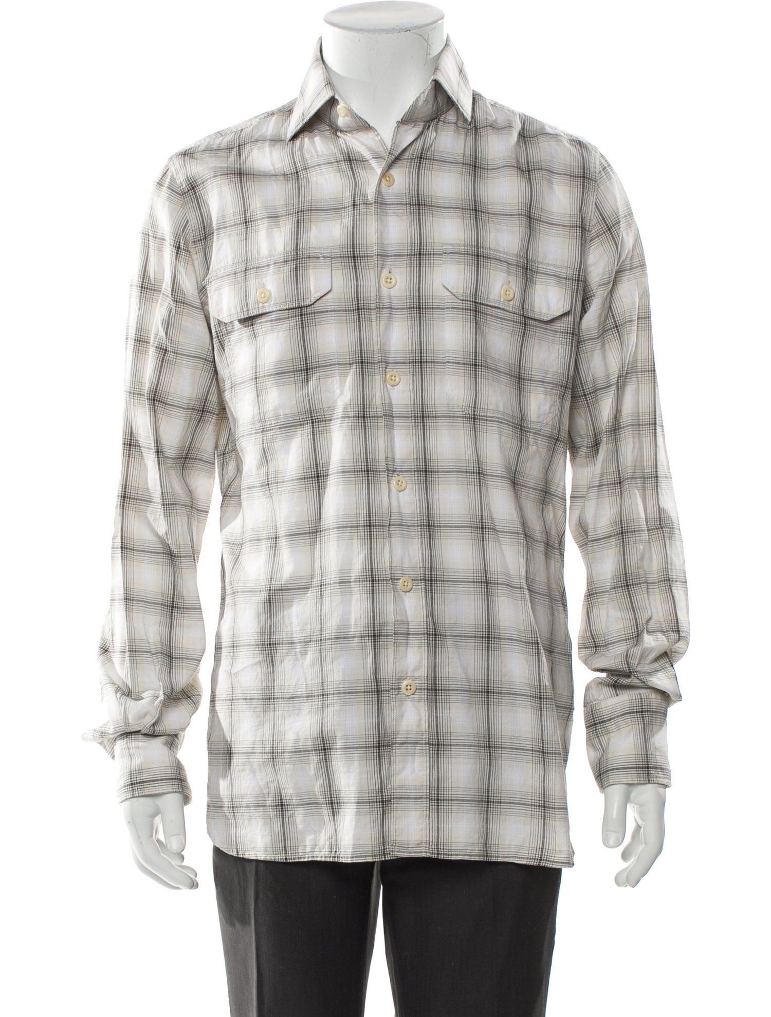 Tom Ford Plaid Print Long Sleeve Shirt